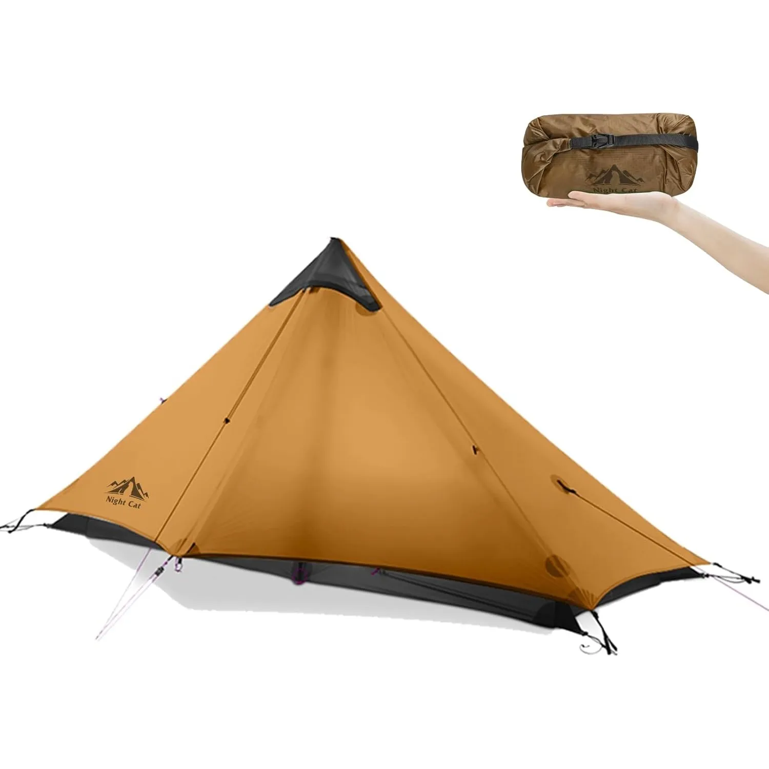 Night Cat 1 Mann Zelt Ultraleicht: Wasserdicht Zelt für Fahrradtour Kleines Packmaß Trekking Camping