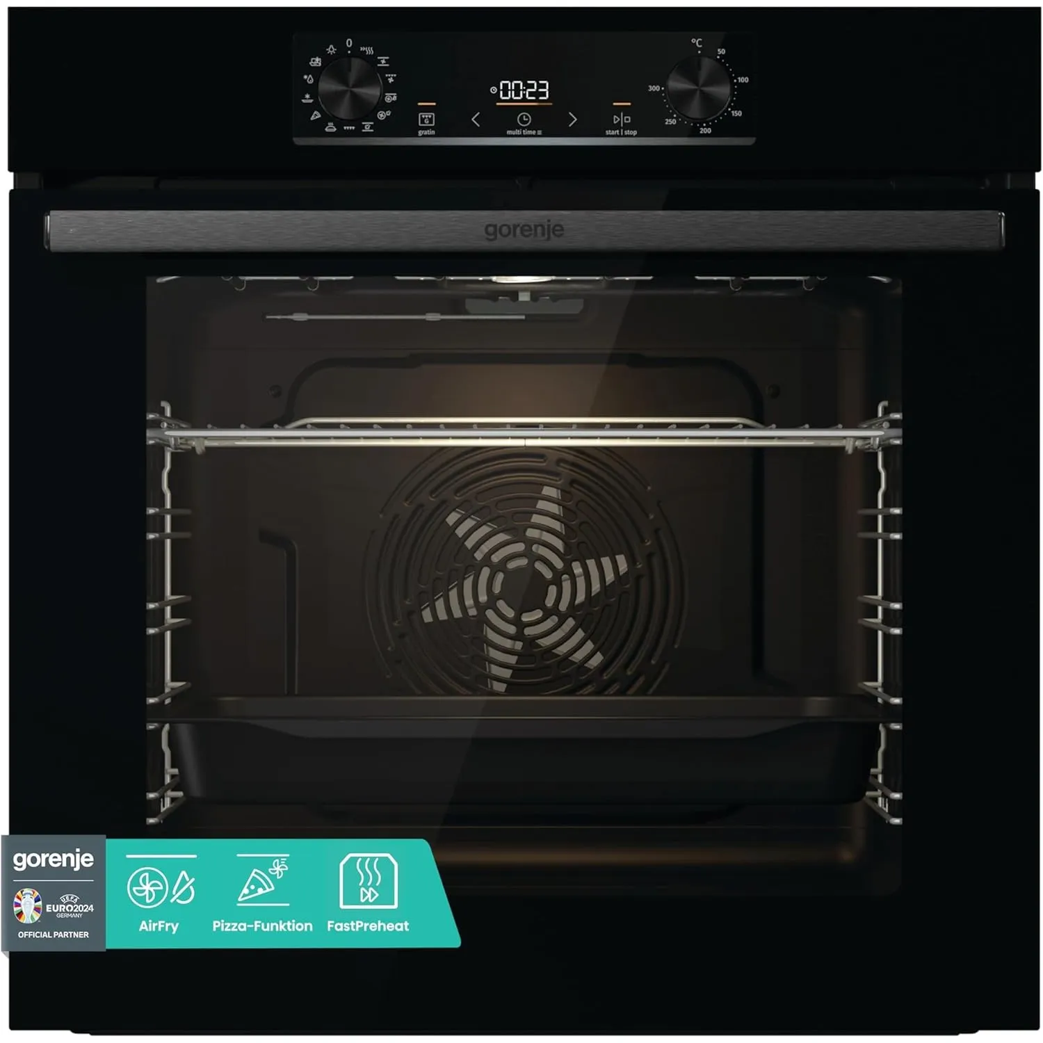 Gorenje OptiBake BOS6737 E02B Einbau-Backofen / 77L / AquaClean/Heißluft/ExtraSteam/AirFry/PerfectGrill/Pizzamode 300°C…