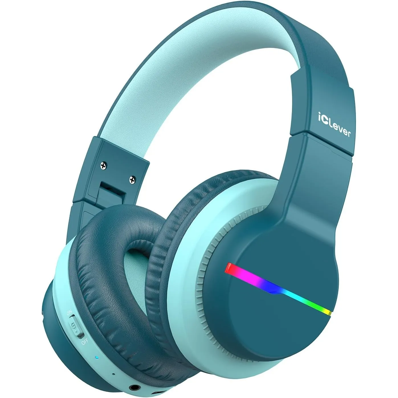 iClever BTH12 Bluetooth Kopfhörer Kinder LED Leuchten 85H Spielzeit Reisen | SafeSound Tech, Stereo Klang, USB C Ladean…