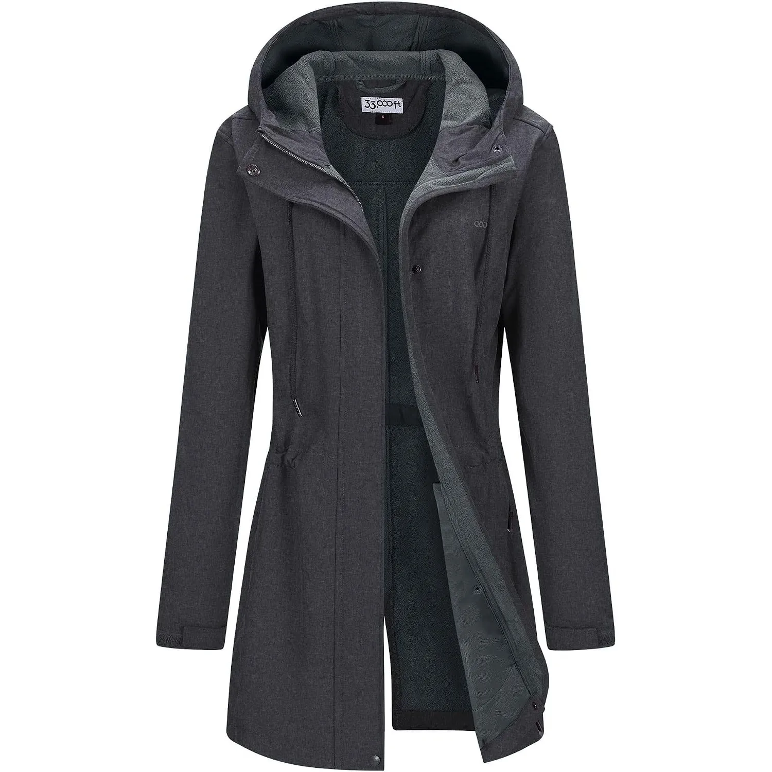 33,000ft Damen Leichte Wasserdichte Softshell Regenjacke Lange Funktionsjacke Übergangsjacke Windjacke Atmungsaktive Re…