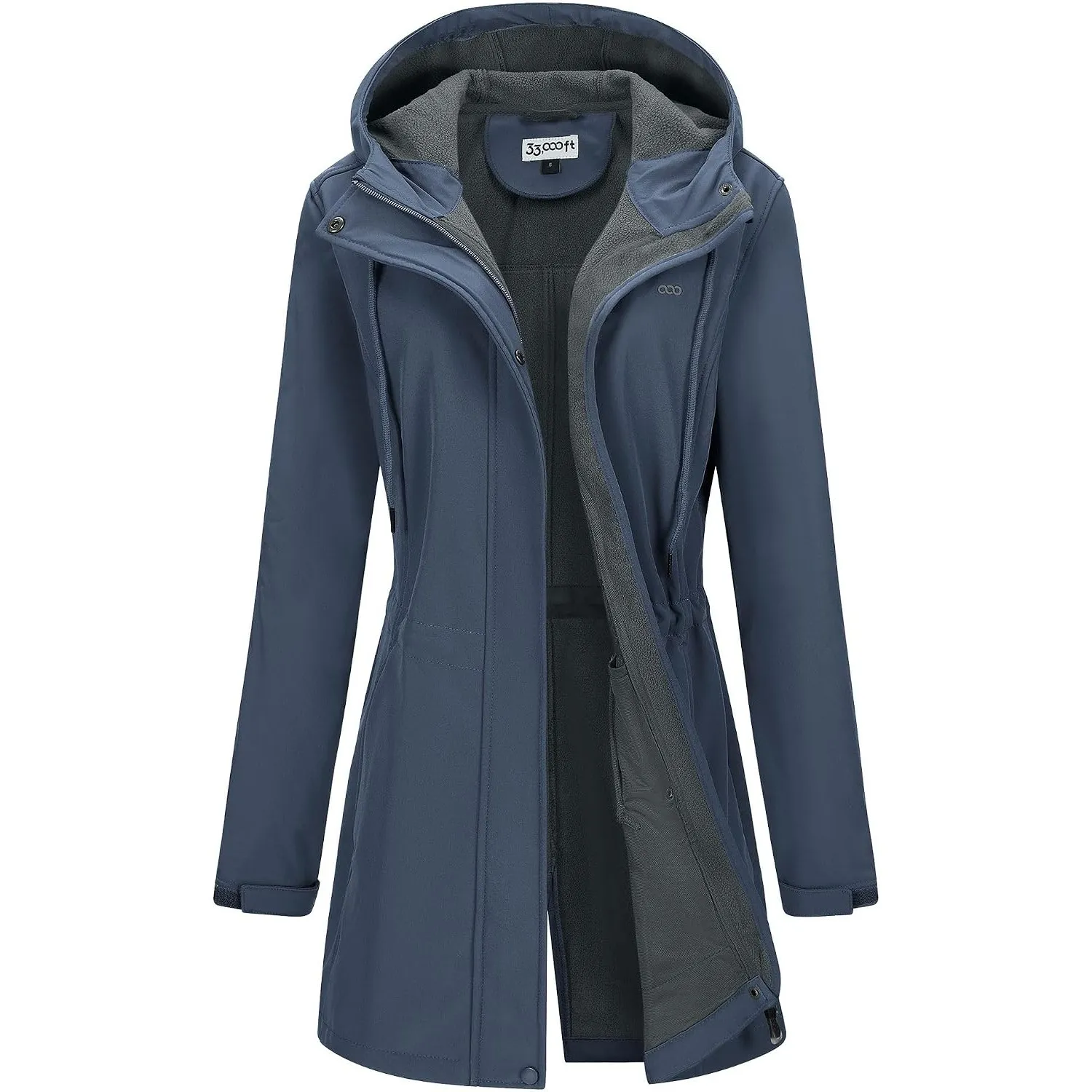 33,000ft Damen Leichte Wasserdichte Softshell Regenjacke Lange Funktionsjacke Übergangsjacke Windjacke Atmungsaktive Re…
