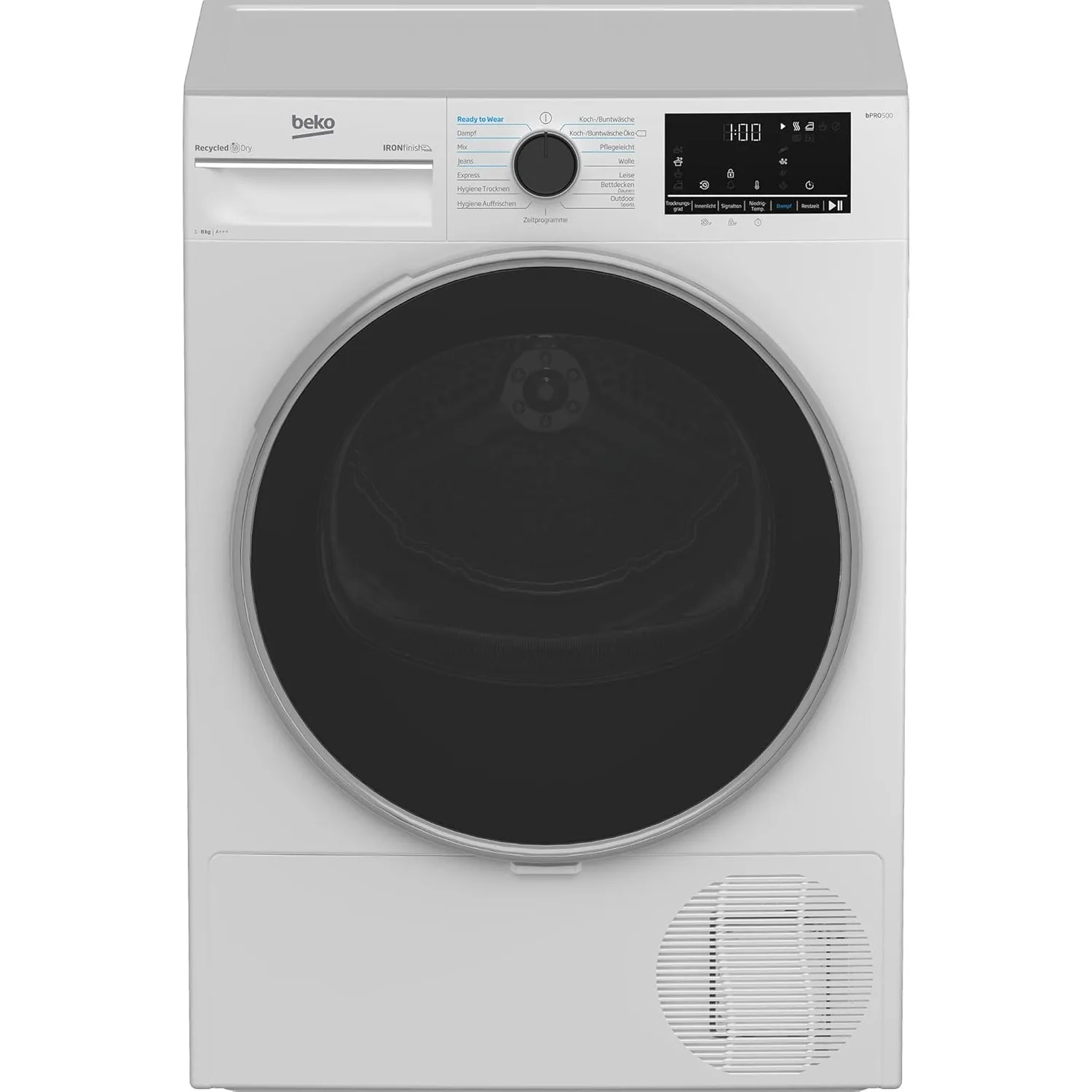 Beko B5T4824IF Wäschetrockner 8 kg, Frontlader Wärmepumpentrockner, Allergikergeeignet, 15 Programme, Dampffunktion, Kn…