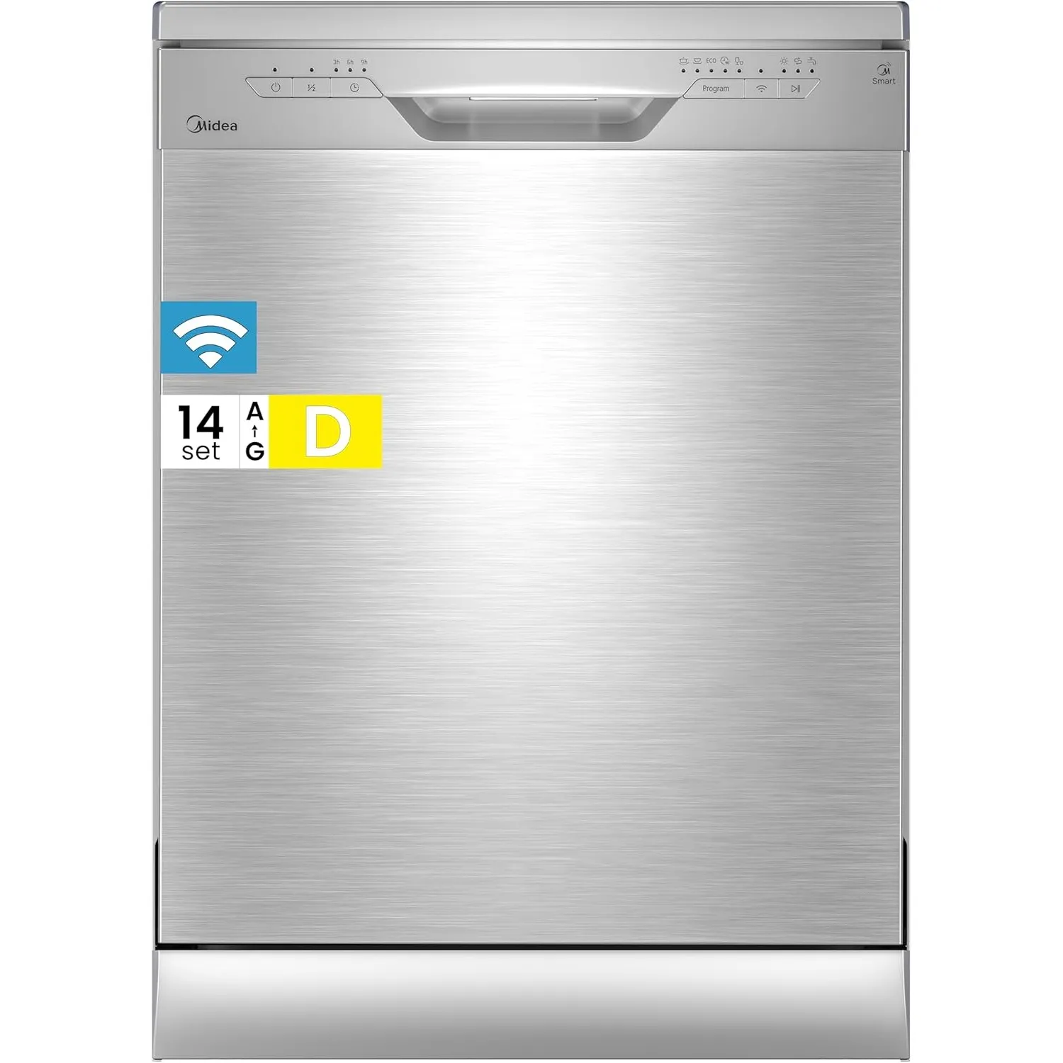 Midea SF 3.60N PRO Geschirrspüler 60cm Freistehend & Unterbaufähig Silber | 14 Maßgedecke, WLAN-fähig, 47 dB, Halbe Bel…