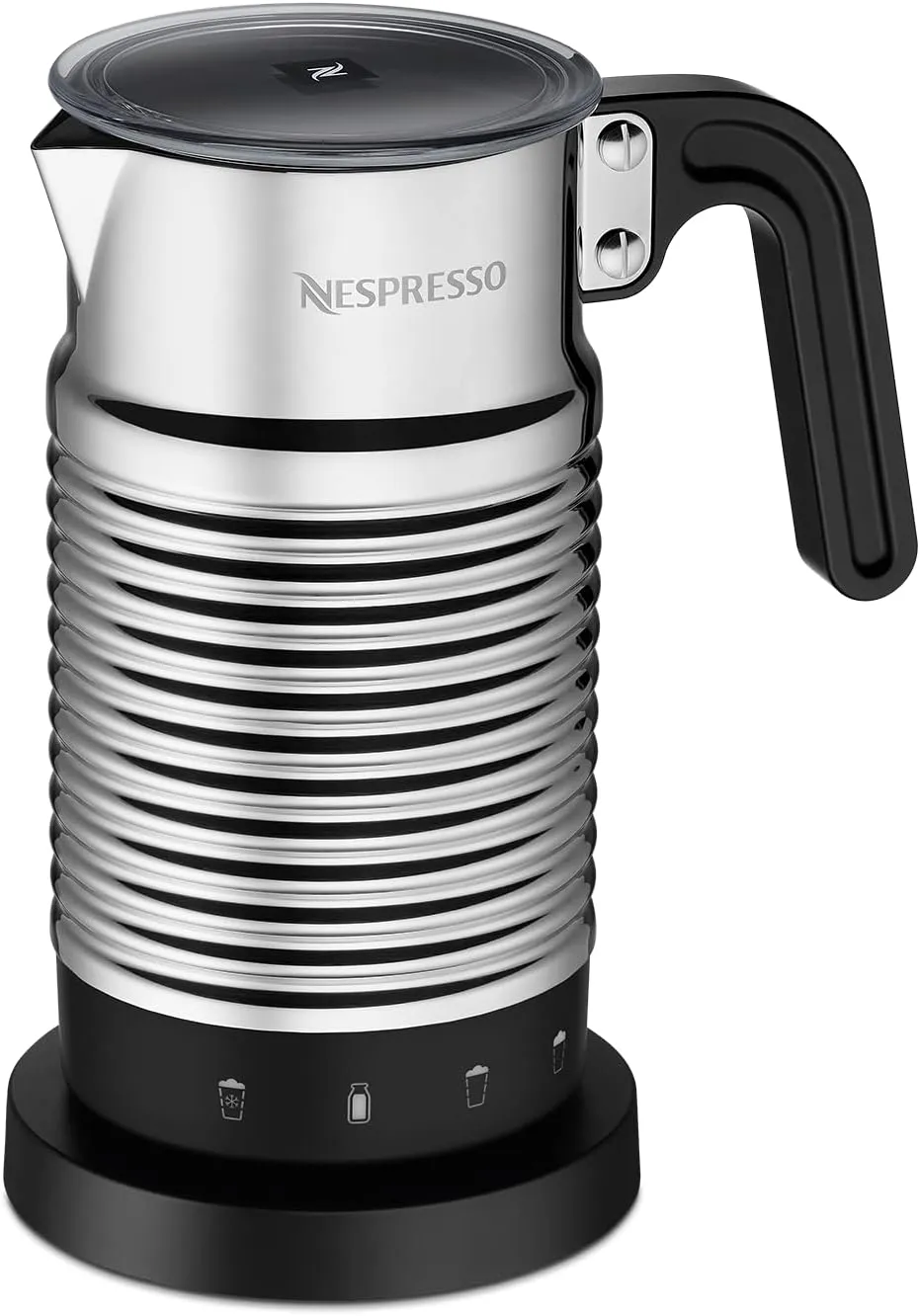NESPRESSO Aeroccino 4 silber | Elektrischer Milchaufschäumer aus Edelstahl für 120ml cremigen Milchschaum & 240ml heiße…