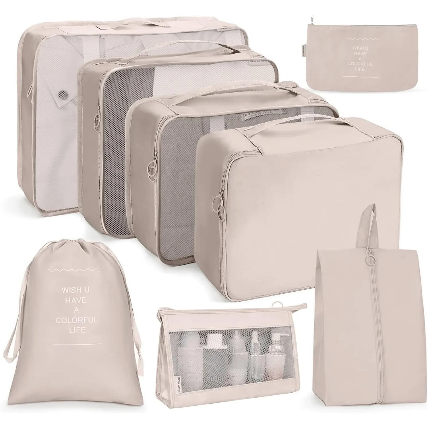 OSDUE Koffer Organizer Set 8-teilig, Packing Cubes, Wasserdichte Reise Kleidertaschen, Packtaschen für koffer, Verpacku…