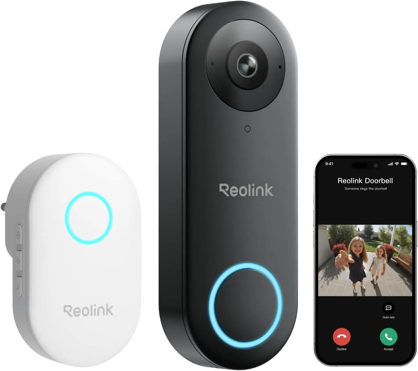 Reolink Video-Türklingel mit Chime, 5MP Ultra HD Kabelgebundene Türklingel mit Kamera, 2,4/5GHz WLAN, Personenerkennung…
