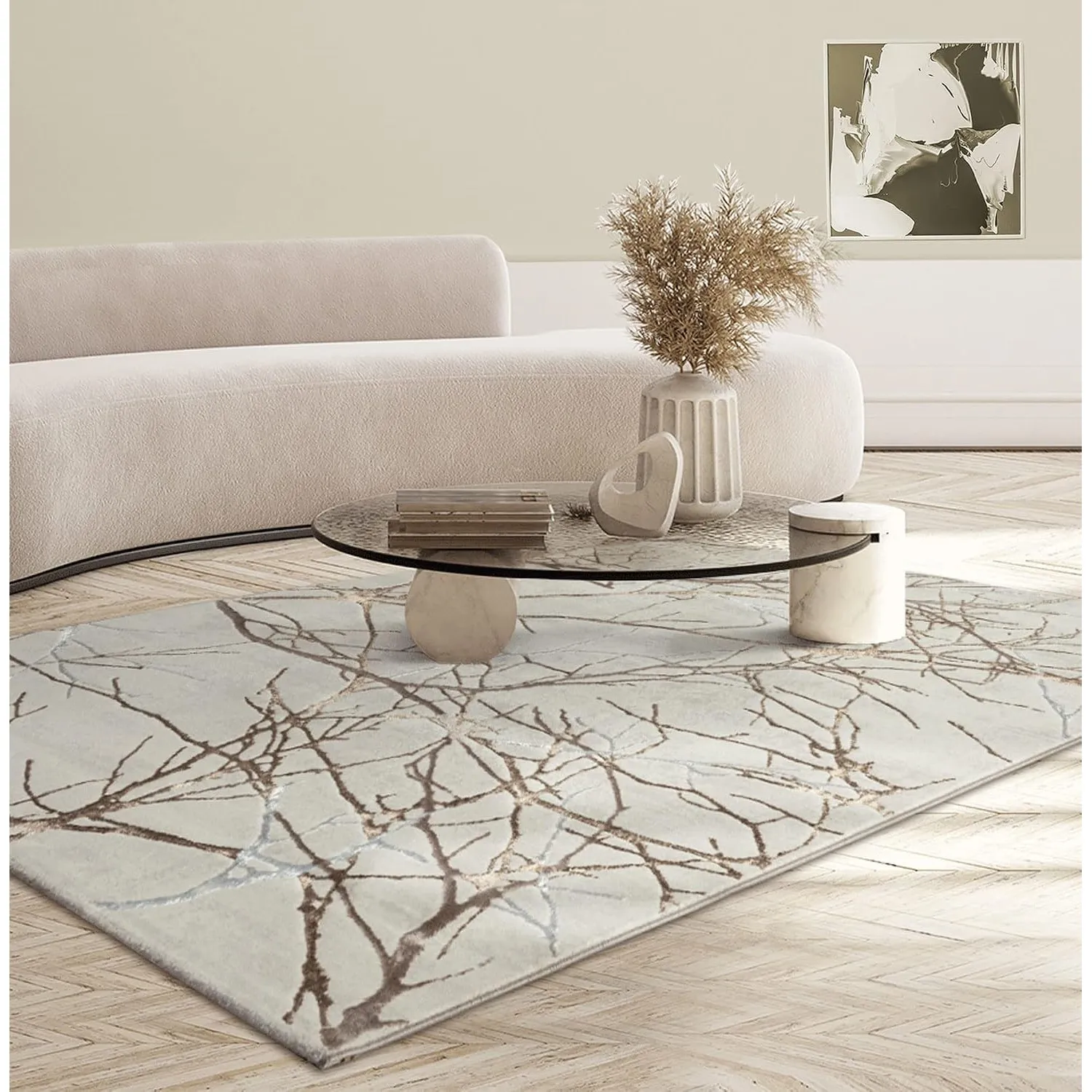 the carpet Mila Teppich – moderner Kurzflor Wohnzimmerteppich mit 3D Hoch-Tief-Effekt, Glanzeffekt & weicher Oberfläche…
