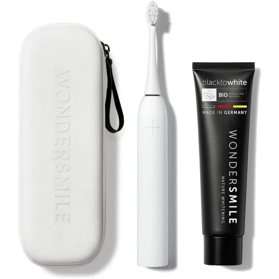 Wondersmile Schallzahnbürste PRO - Testsieger 2026 - Elektrische Zahnbürste im Set (Travel Care Bundle, All White Bundl…