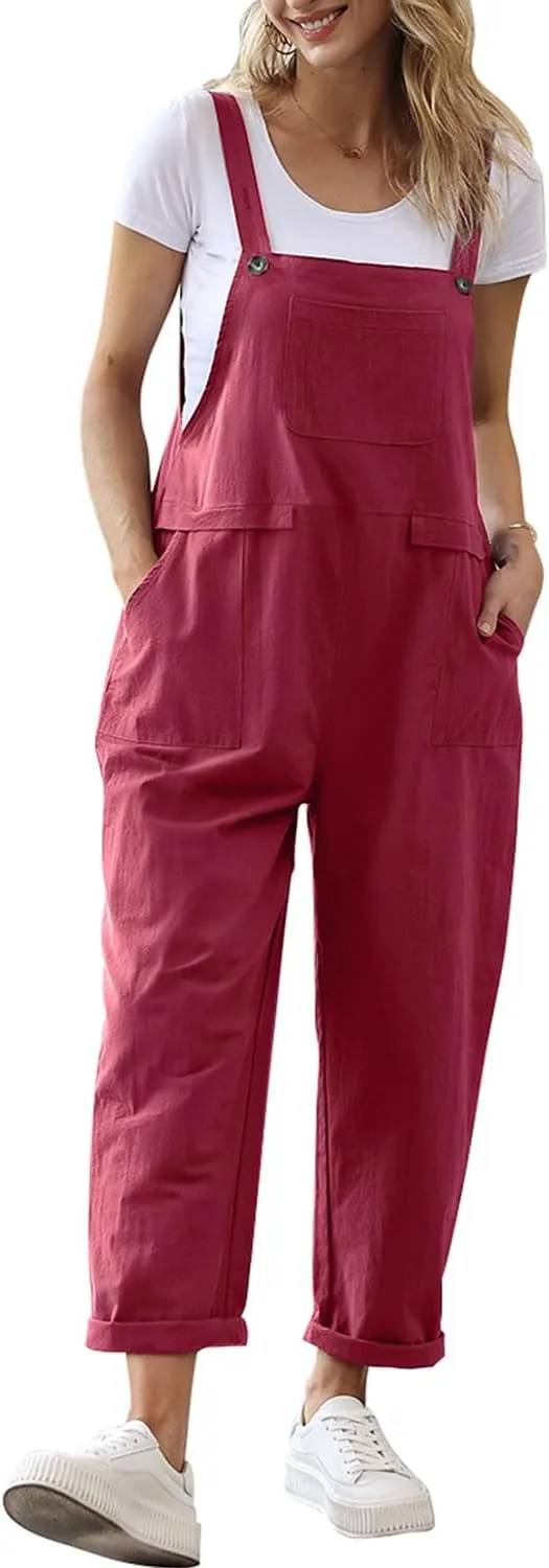 YESNO PV9DE Women's Summer Oversize Bib Trousers, Casual Loose Bib Overalls, Baggy Jumpsuit Romper, Summer Trousers wit…