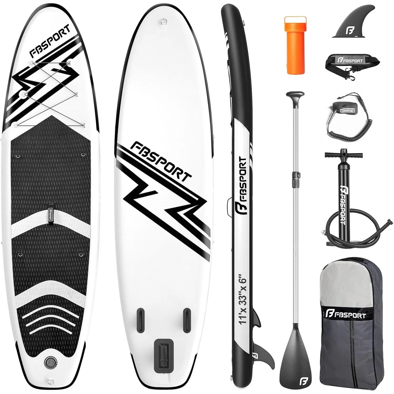 FBSPORT Aufblasbares SUP Board, Stand Up Paddling Board, Aufblasbare Stand Up Paddle Board für Stand-Up Paddling 15CM D…