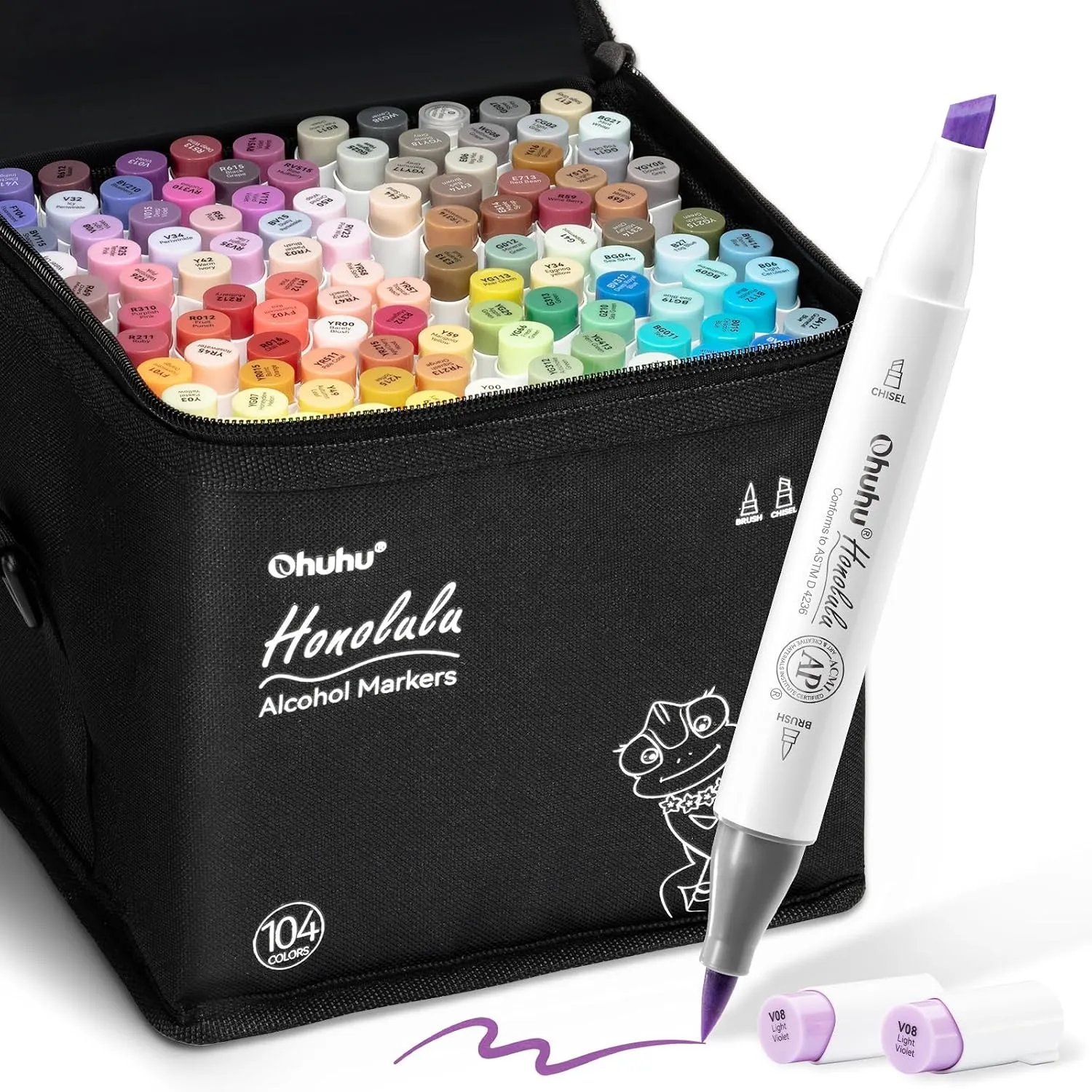 Ohuhu Alkohol Marker 104 Pinsel & Keil Kunstset