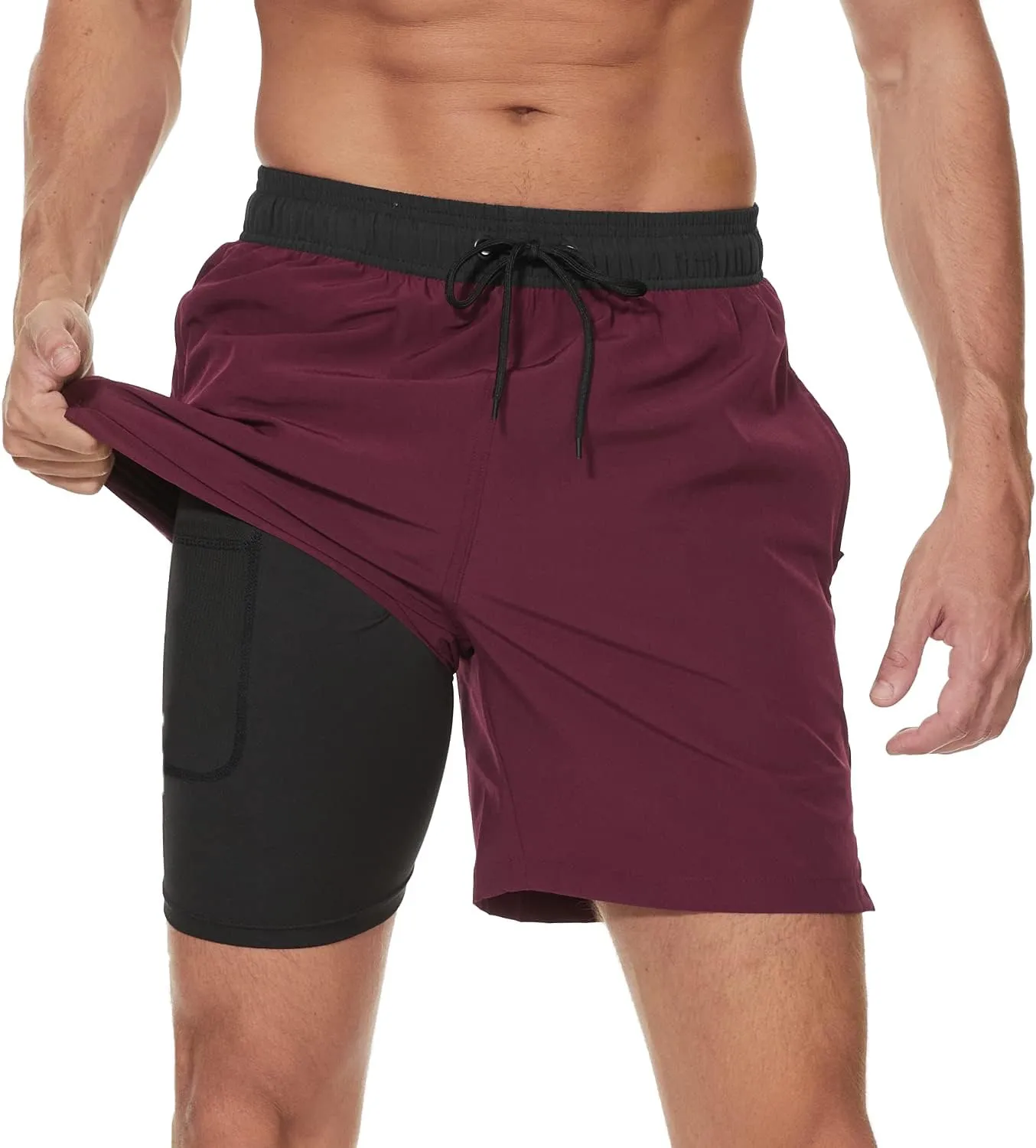 Arcweg Swimming Trunks for Men, with Compression Liner, 2-in-1 Breathable Swimming Shorts, Elasticated Training Shorts,…