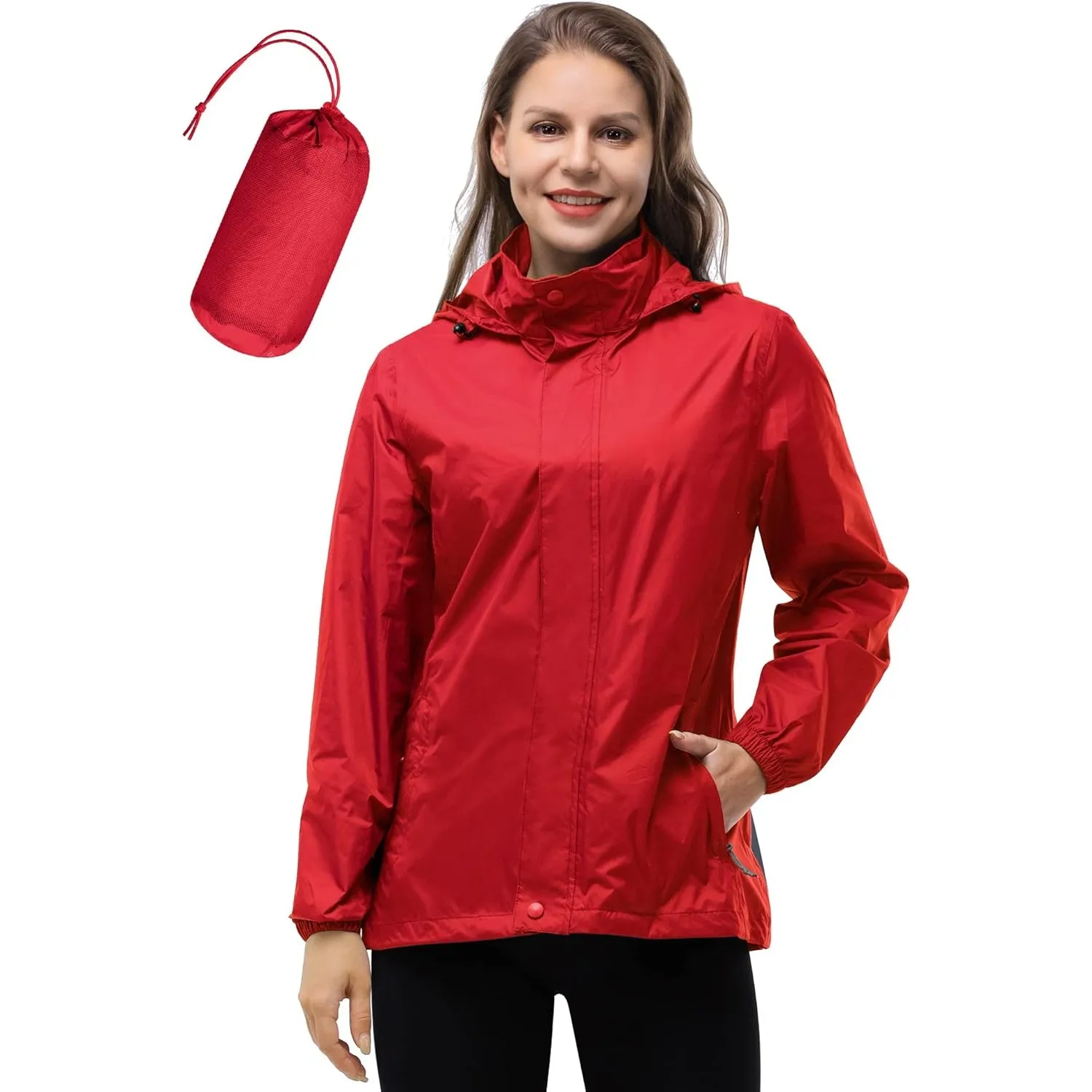 33,000ft Damen Wasserdichte Faltbar Regenjacke Atmungsaktive Windbreaker