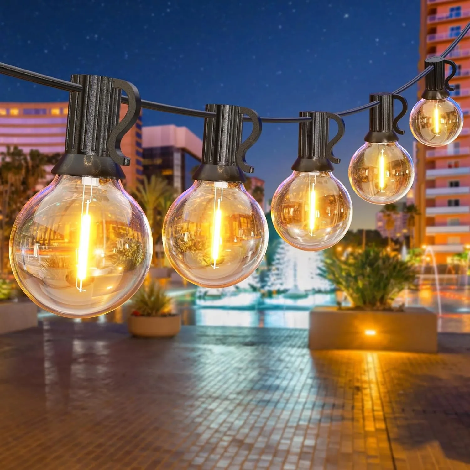 Lichterkette Outdoor Außen LED Strom, GPATIO 18M Lichterketten mit 31 Bulbs