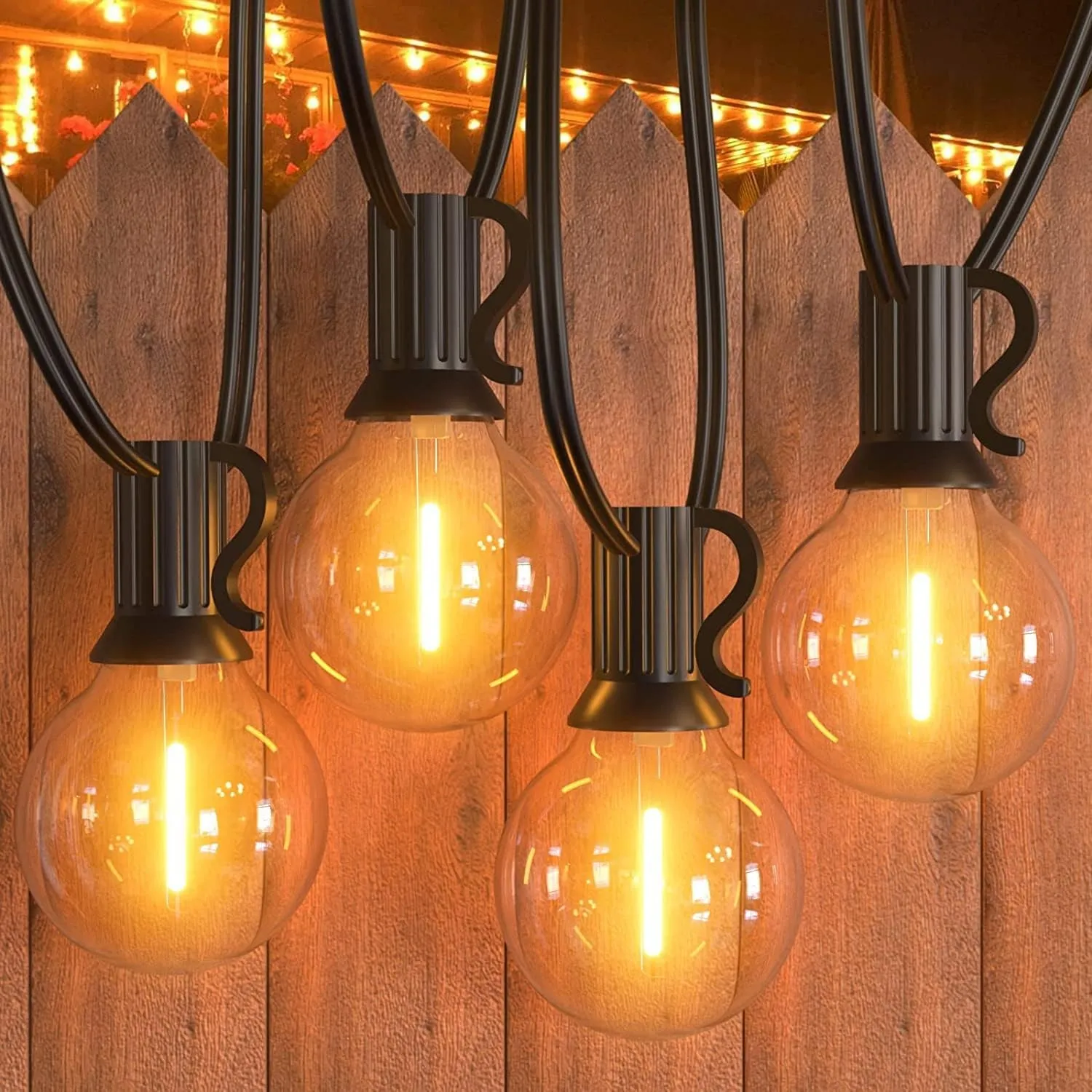 GPATIO LED Lichterkette Außen, 7.6M Lichterkette außen strom mit 12+1 Stk. Warmweiße G40 Glühbirnen Plastik, IP45 Wasse…