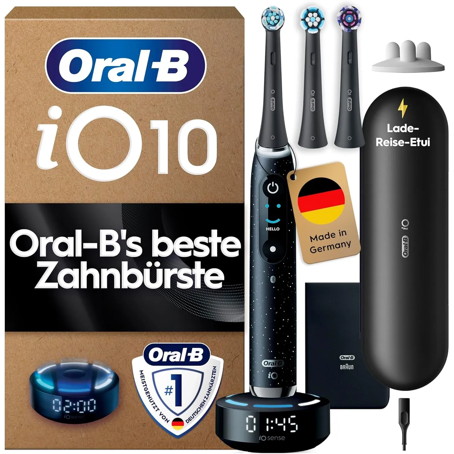 Oral-B iO Series 10 Elektrische Zahnbürste, Schwarz