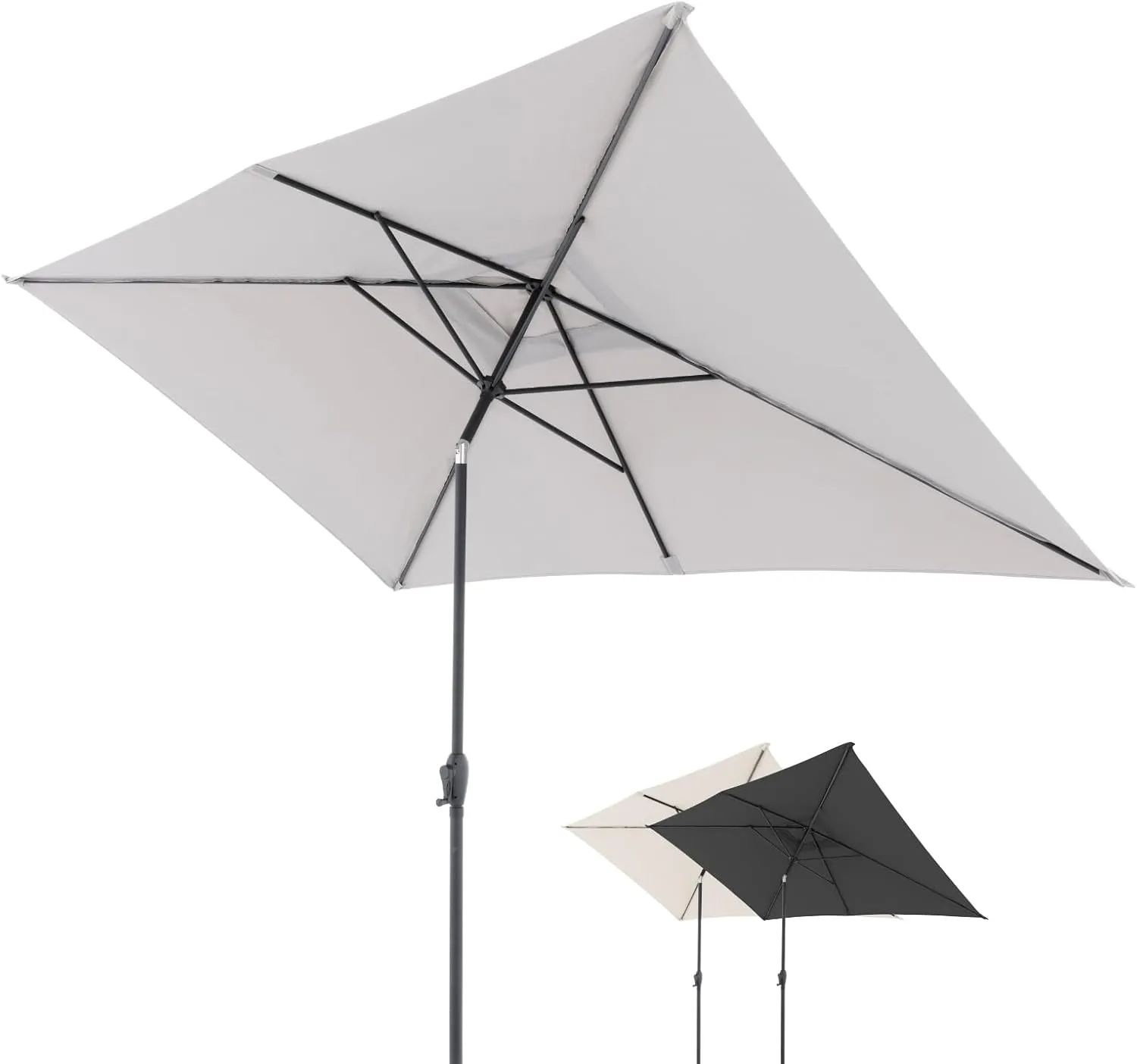 Doppler Sonnenschirm für den Garten Jack 300x200cm in Hellgrau - Rechteckiger Sonnenschirm für Balkon & Terrasse - Schi…