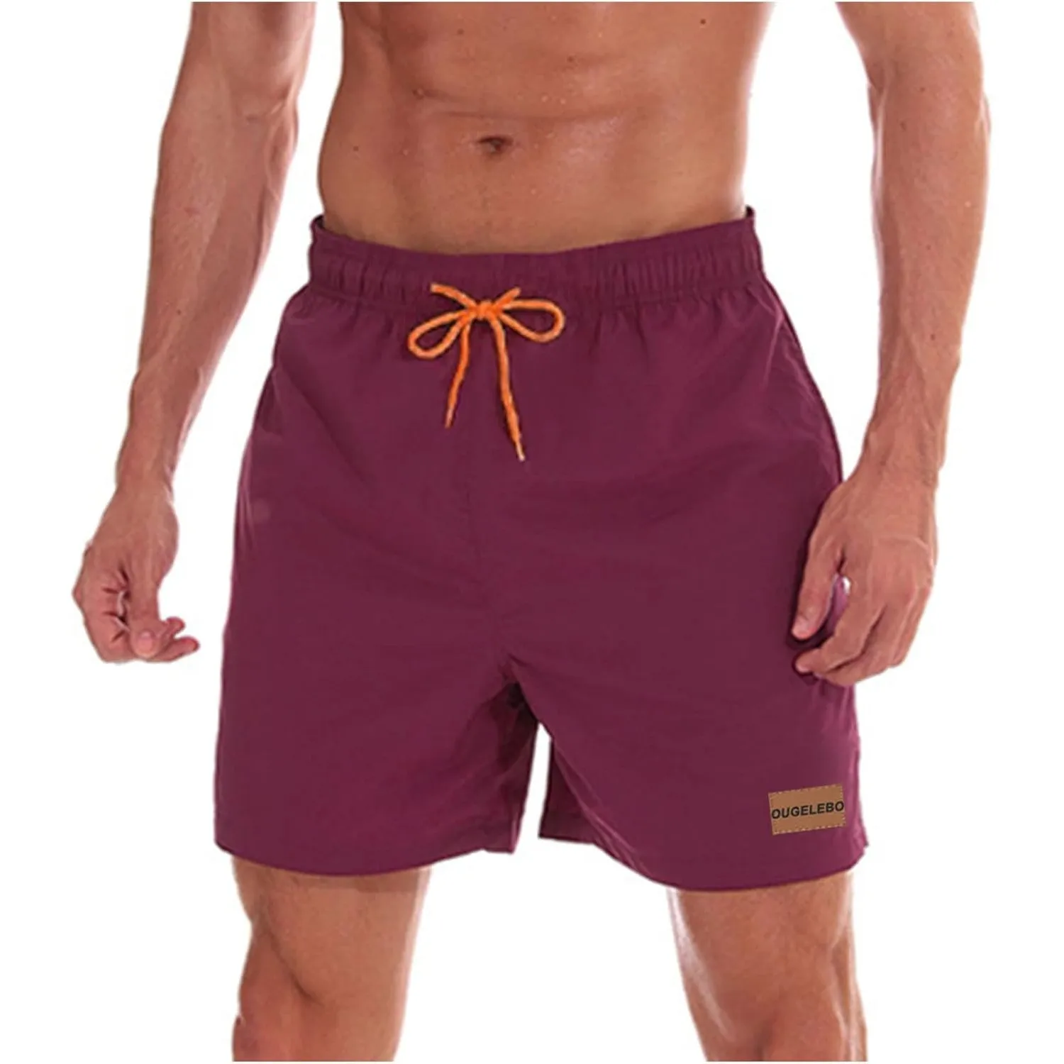 Ougelebo Badehose Herren mit Reißverschlusstasche Badeshorts Schnelltrocknend