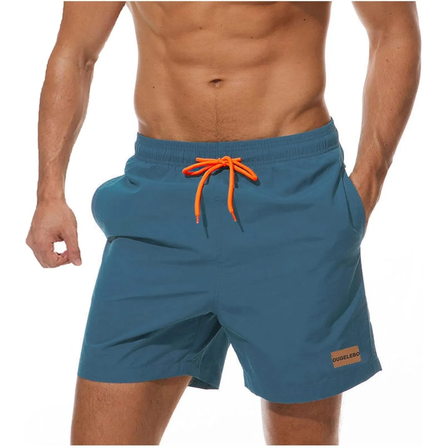 Ougelebo Badehose Herren Badeshorts mit Reißverschlusstasche | Schnelltrocknend Atmungsaktiv Wasserabweisend Badehose K…