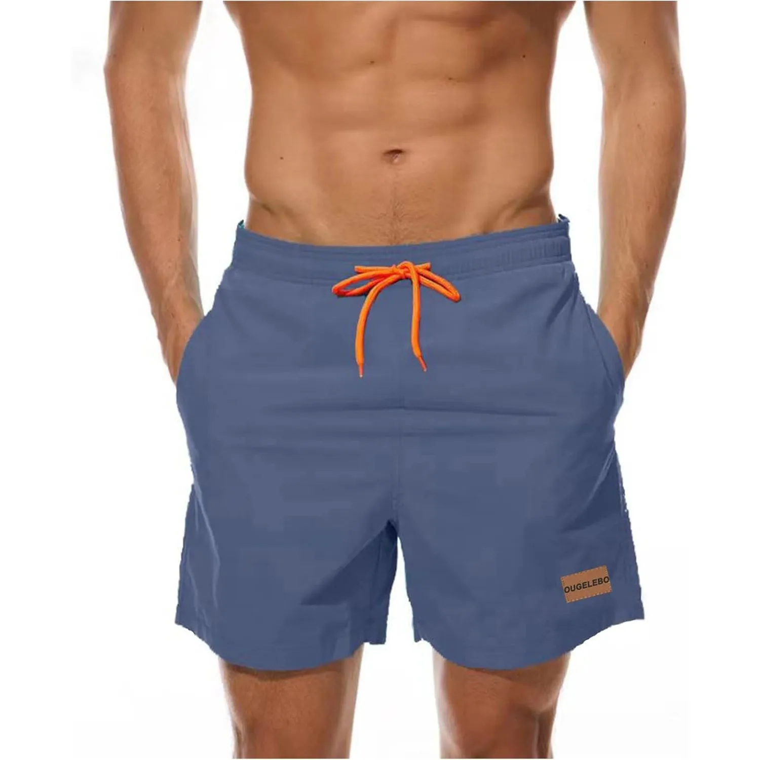 Ougelebo Badehose Herren mit Reißverschlusstasche Badeshorts Schnelltrocknend