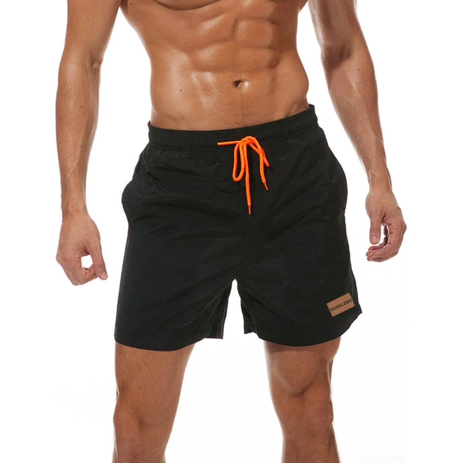 Ougelebo Badehose Herren mit Reißverschlusstasche Badeshorts Schnelltrocknend