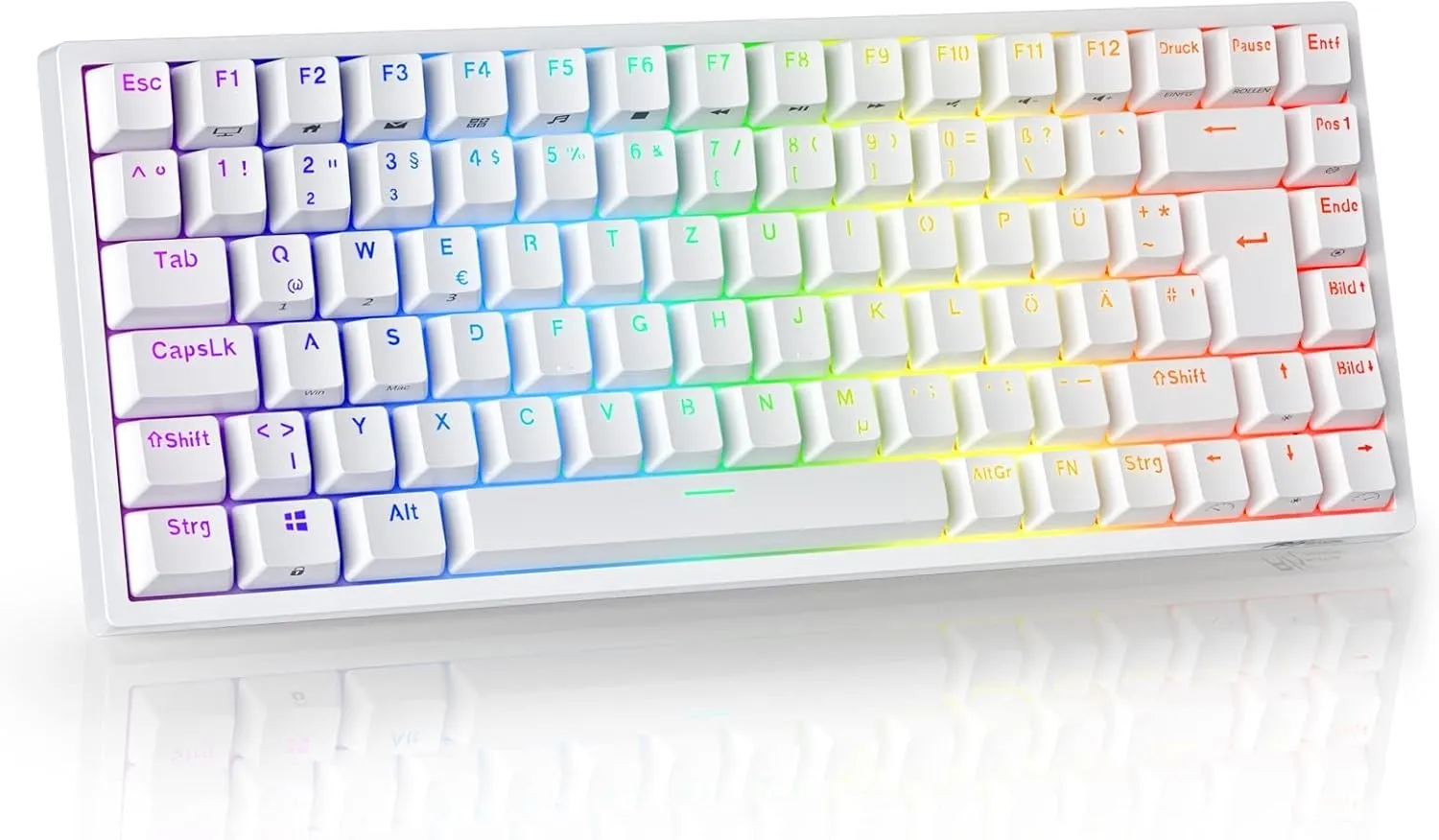 RK ROYAL KLUDGE RK84-DE 75% Gaming-Tastatur, 85 Tasten Kompakte TKL Tastatur, Bluetooth Mechanische Tastatur, Roter Sch…