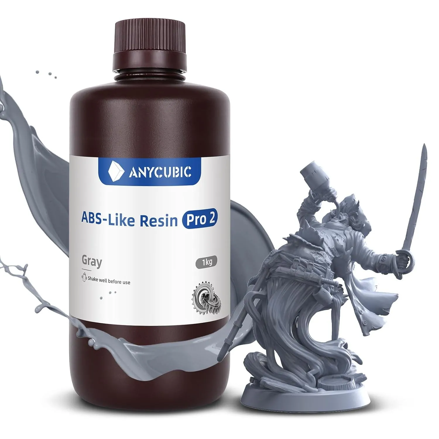 ANYCUBIC ABS-Like Resin Pro 2 3D Drucker Resin, Grau 1kg | mit erhöhter Festigkeit und Zähigkeit, Geringe Schrumpfung, …