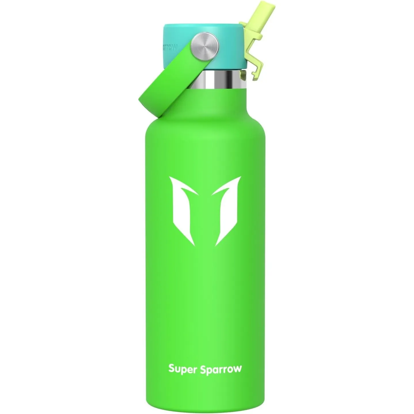 Super Sparrow Trinkflasche Edelstahl - Thermobecher - 350ml, 500ml, 750ml, 1L, 1.2L - FlipFlow Trinkflaschen mit Strohh…