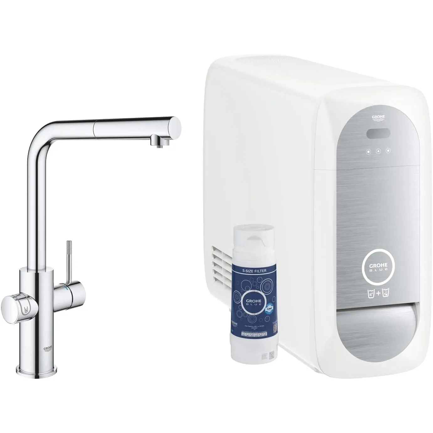 GROHE Blue Home, Küchenarmatur mit Sprudel-, Kühl- & Filterfunktion (Wasserhahn für gefiltertes, kühles und sprudelndes…