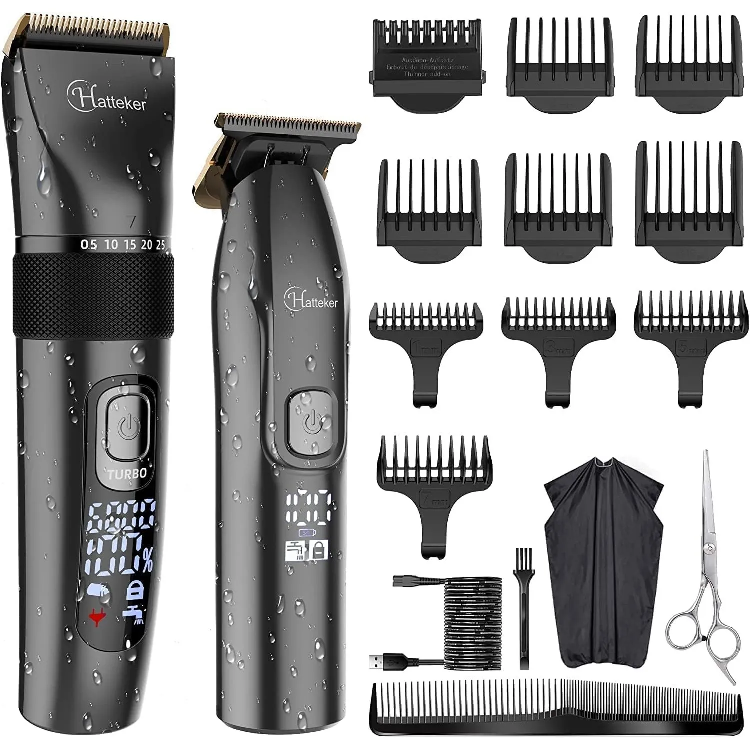 Hatteker Profi Haarschneidemaschine Set Haarschneider Pflegesets Barttrimmer Bartschneider Herren T-förmiger Trimmerkop…
