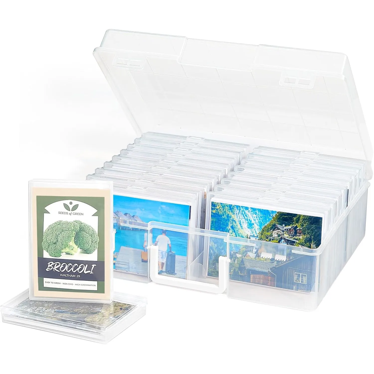 Lifewit Foto Aufbewahrungsbox mit 18 pcs innere Fotohalter, Transparent