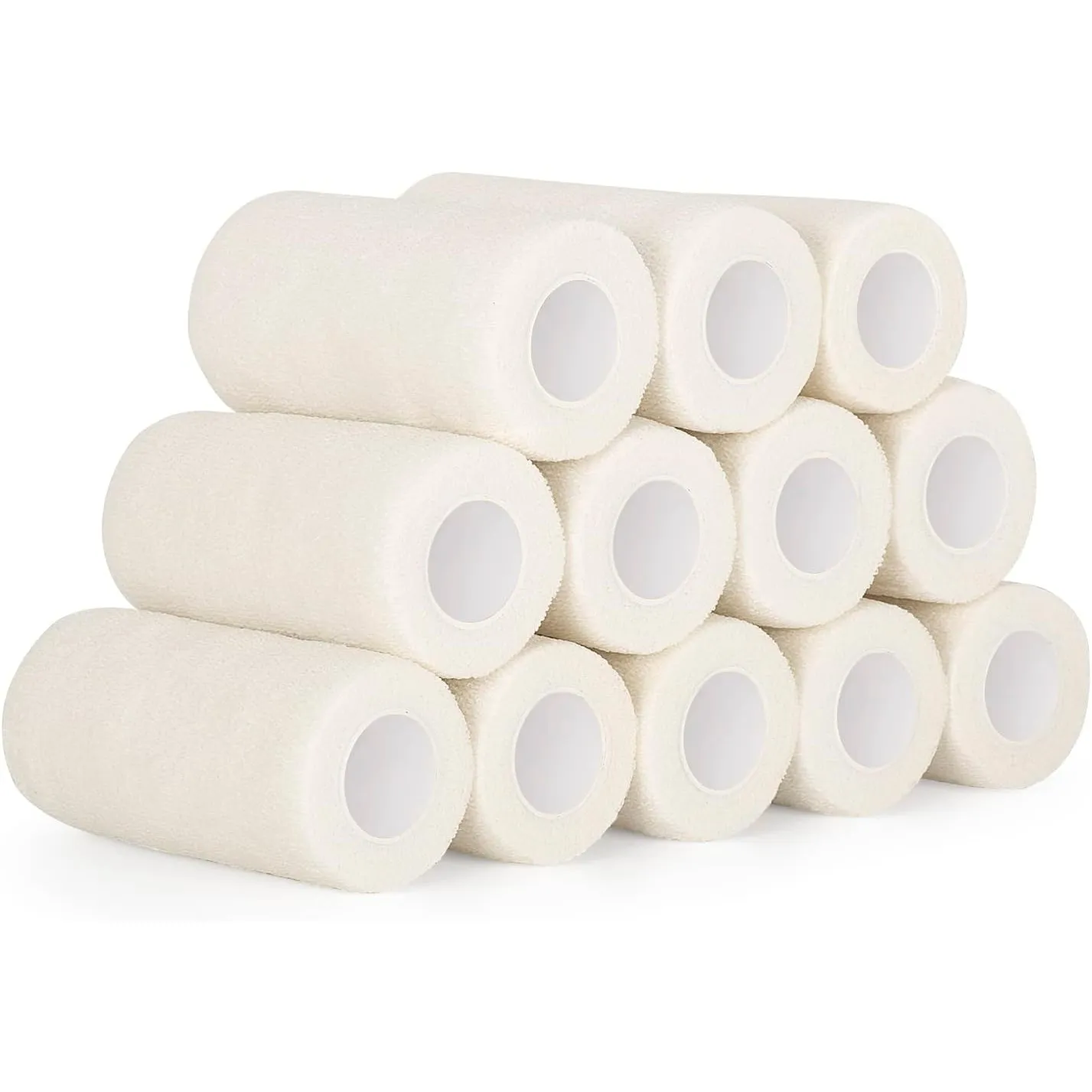12 Rollen Selbstklebender Verband 10cm Kohäsive Bandage (Weiß)