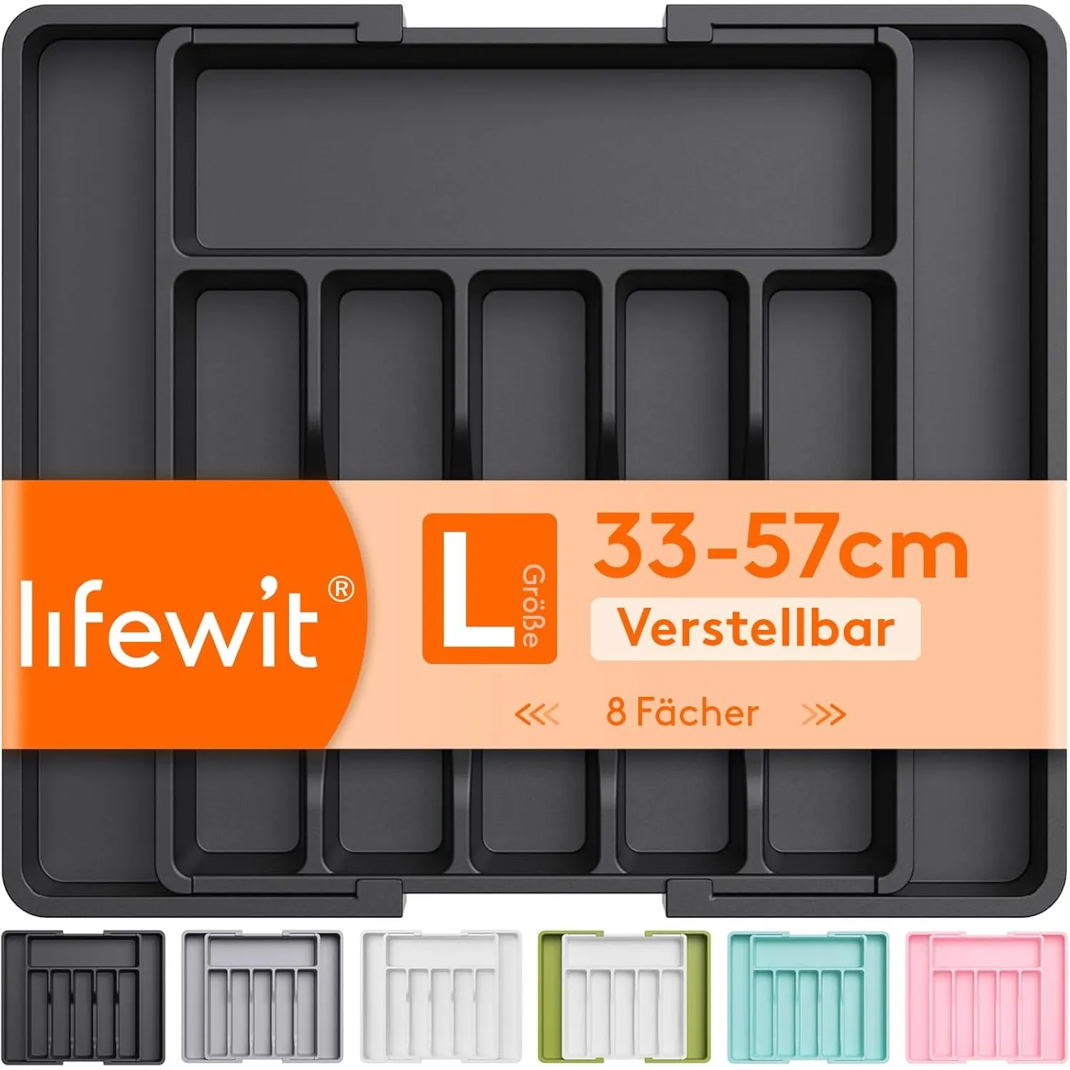 Lifewit Besteckkasten für Schubladen, 6-8 Fächer verstellbarer Organizer