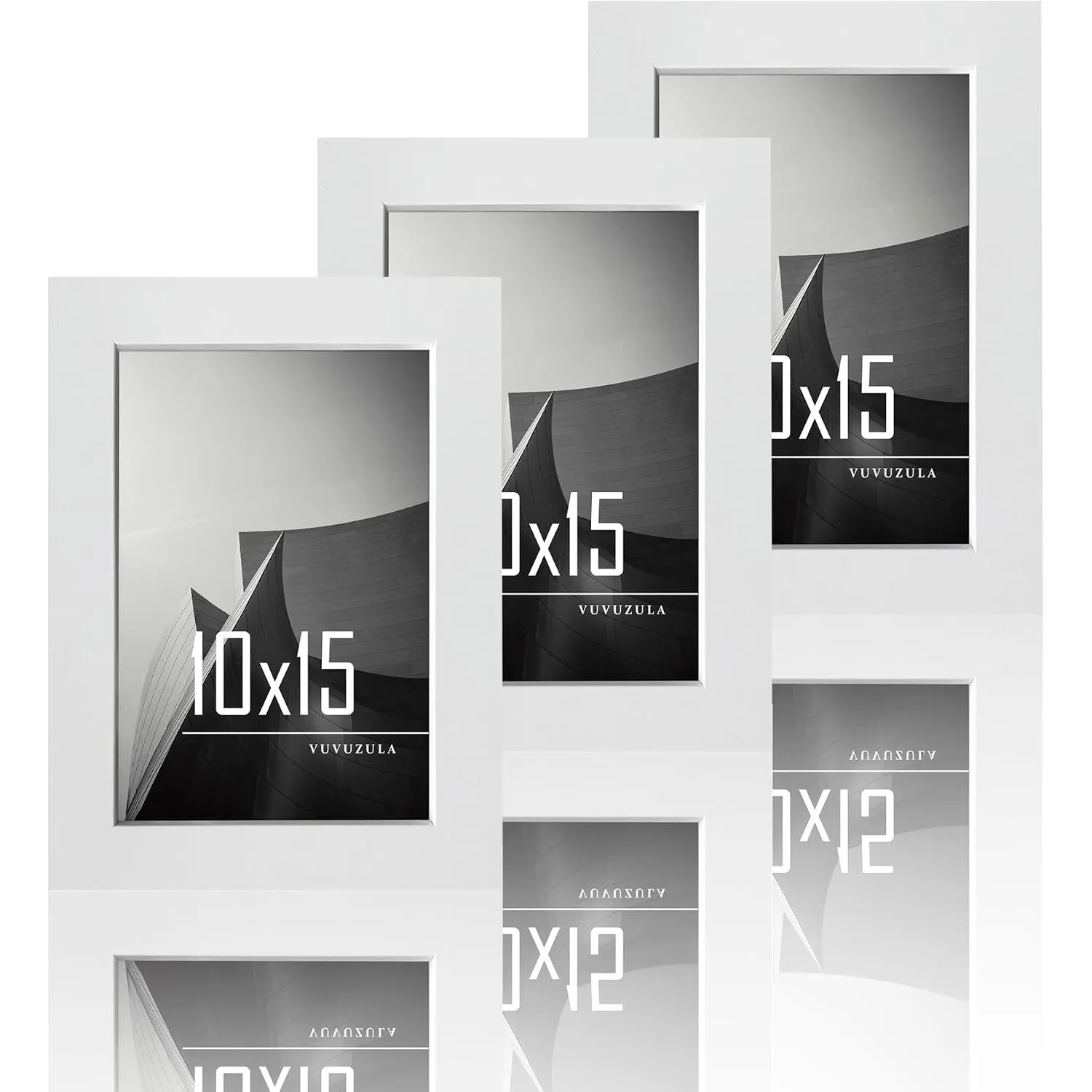 VUVUZULA Bilderrahmen 10x15cm Weiß Holz Fotorahmen 4x6 Zoll Holzrahmen MDF Rahmen 10x15cm 3er Set