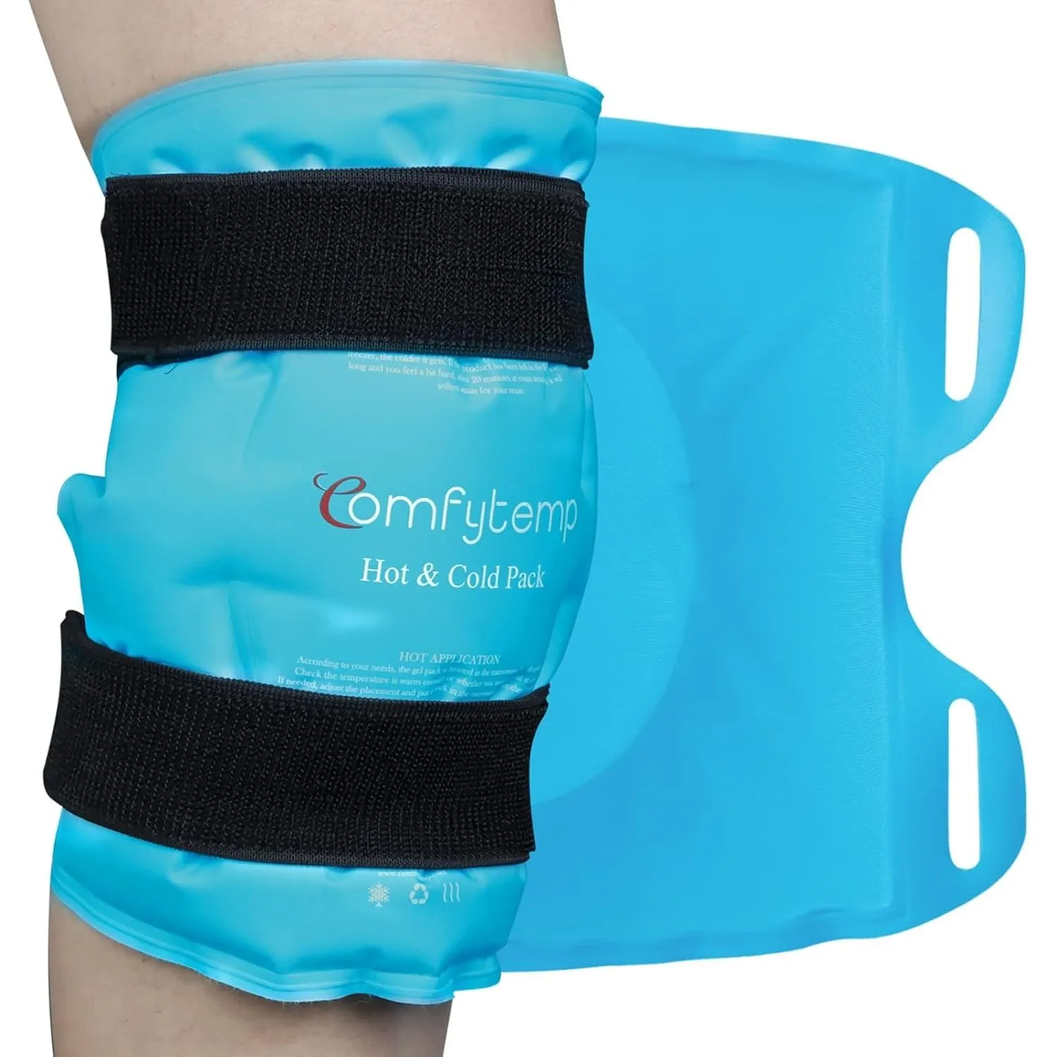 Comfytemp Kühlmanschette Knie mit Klettverschlüsse, 27x35cm Kühlpads Groß Gel Kühlbandage Wiederverwendbar Kühlpack Kni…