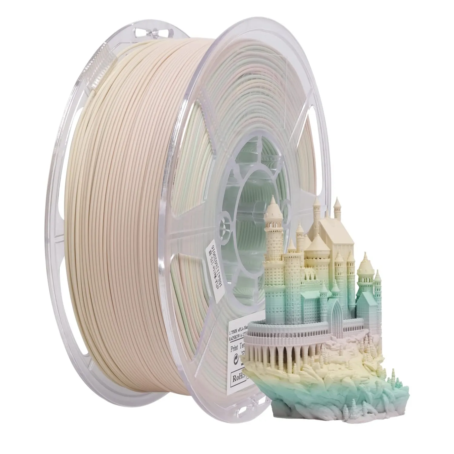 eSUN Matte PLA Rainbow Filament 1.75mm, Regenbogen Mehrfarbig,1KG | Matte Multicolored 3D Drucker Filament PLA, 1KG Spu…