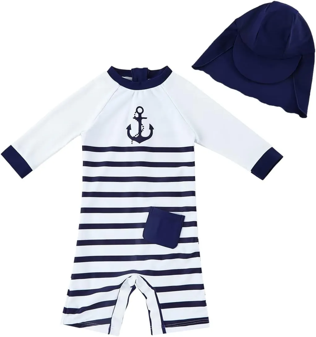 upandfast Baby Swim Costume with Sun Hat, UPF 50+ Swimwear for Baby