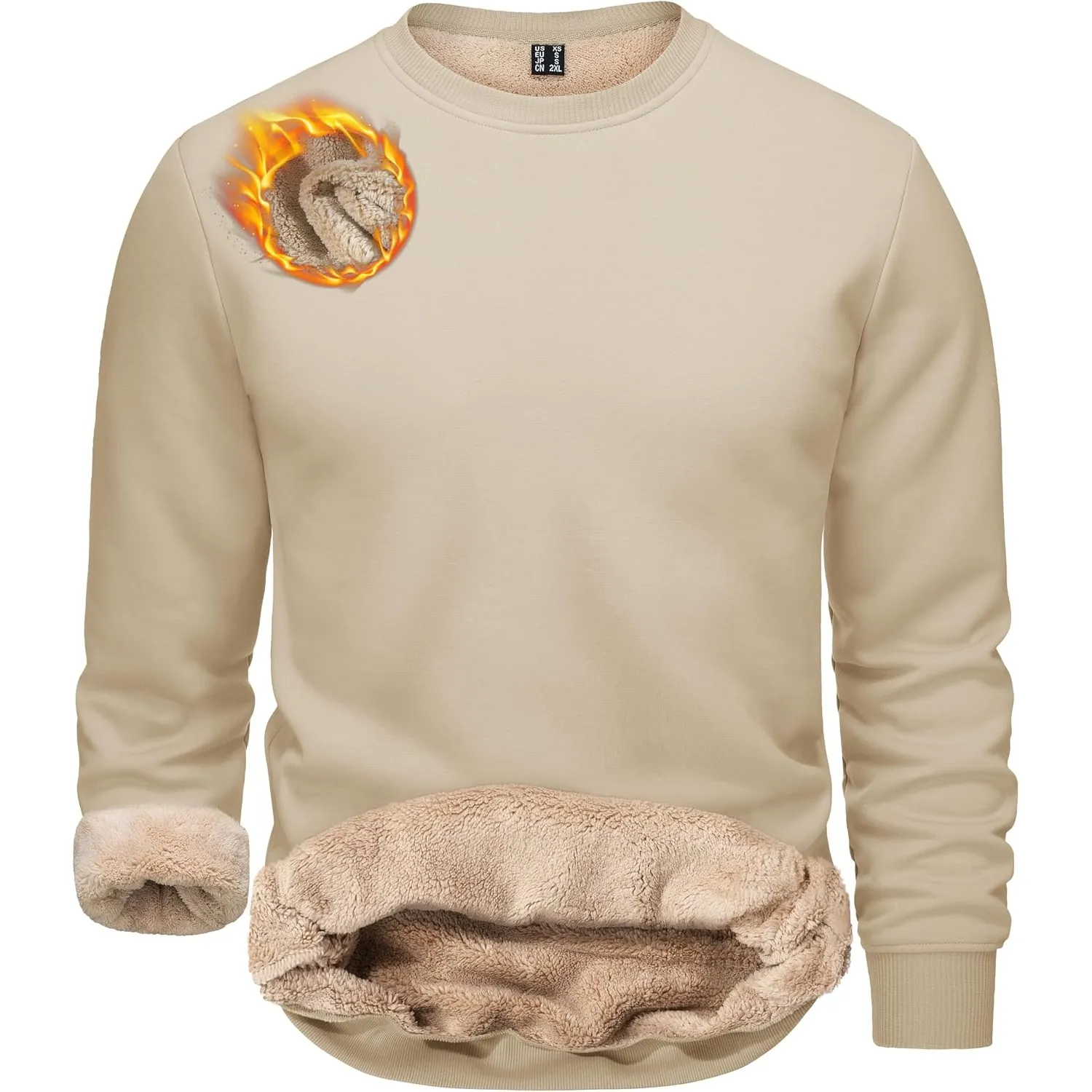 TACVASEN Herren Warme Fleece Pullover Sweatshirts Winter Langarm Shirts mit Fleecefutter