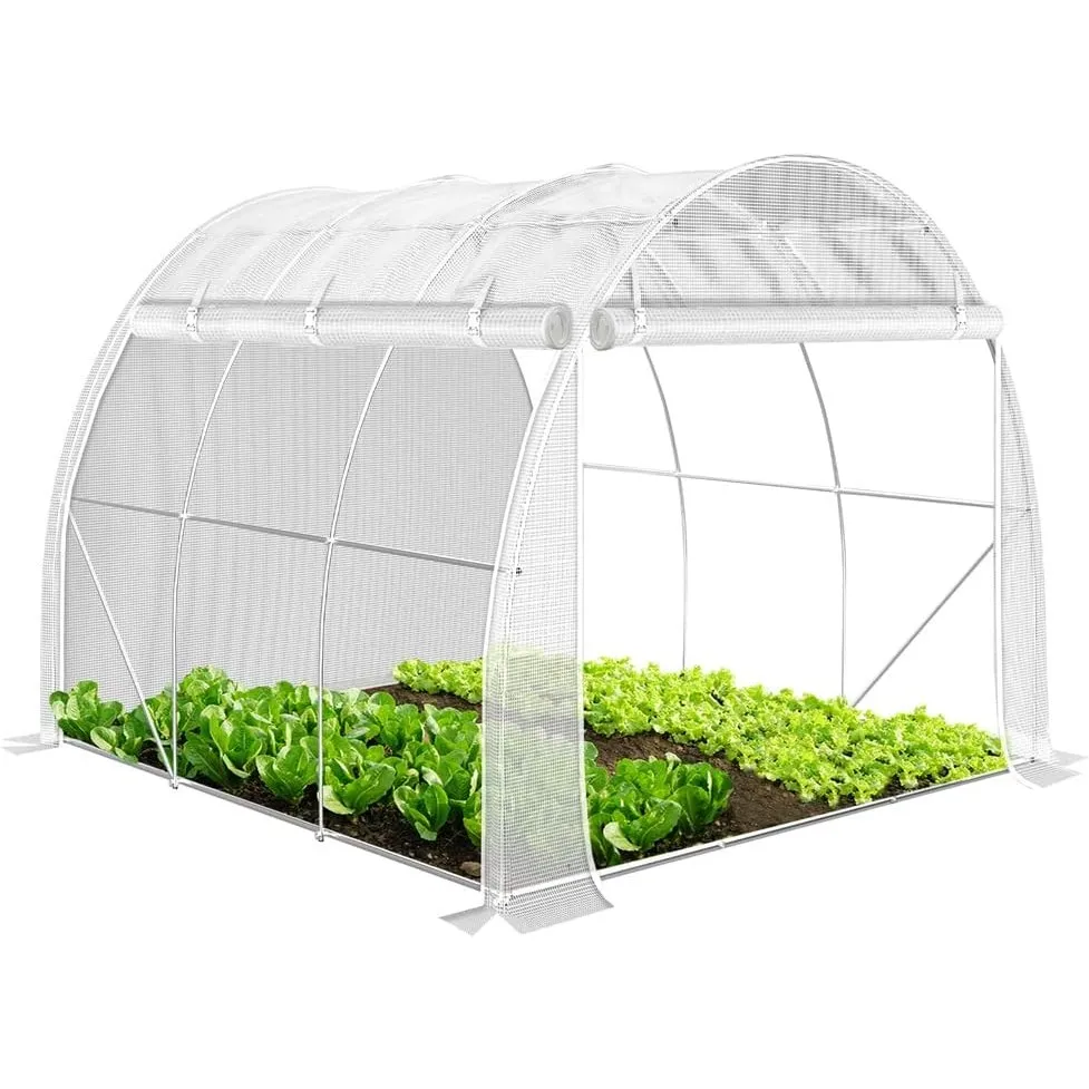 VOUNOT® Gewächshaus Foliengewächshaus, Seitenwände Aufrollbar Winterfest, Tomatenhaus Folientunnel, 3x2x2m 6m², Weiß