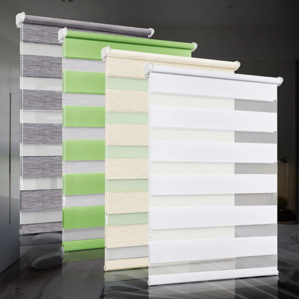 bobodeco Doppelrollo klemmfix ohne Bohren Duo Rollos für Fenster mit Klemmträger, Weiß B90 x H210cm (Stoffbreite 90cm),…