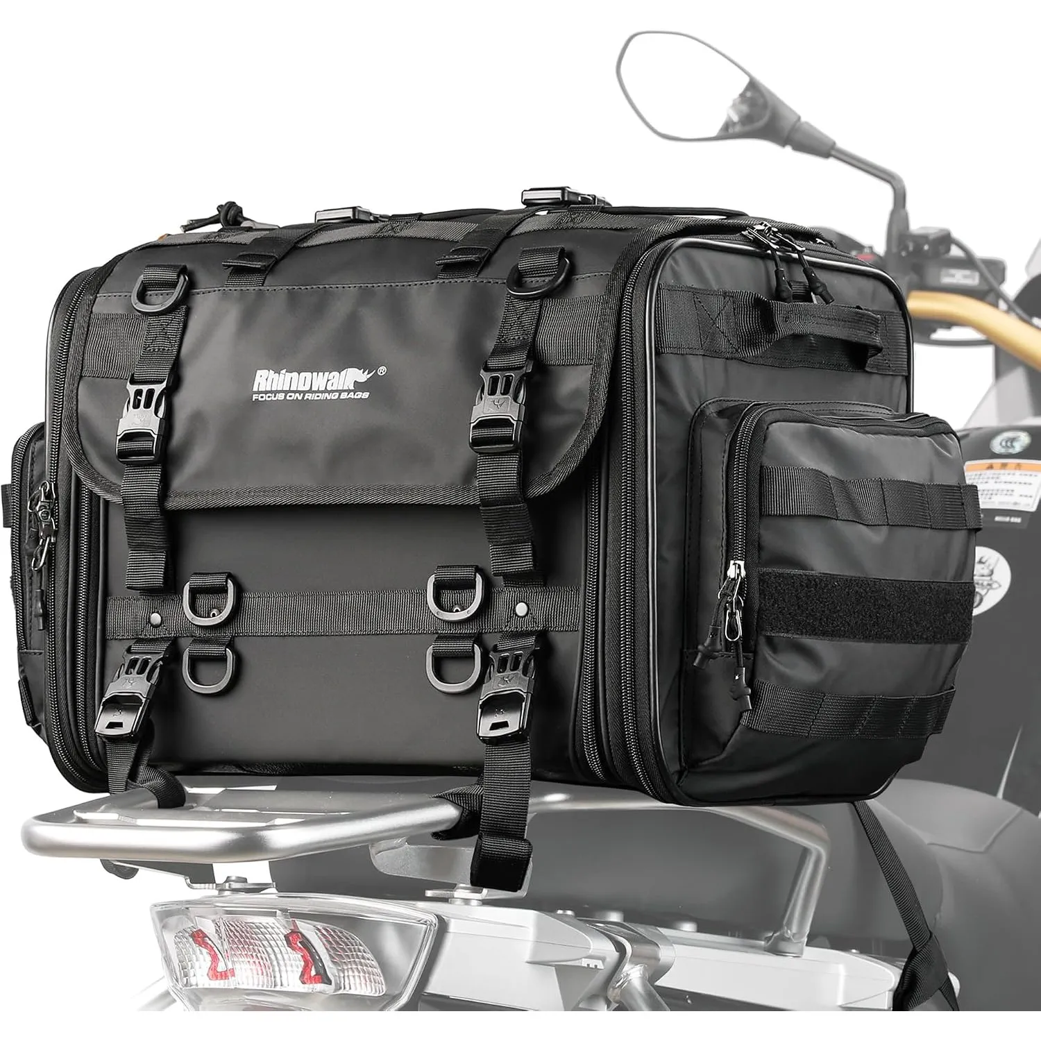Rhinowalk Motorrad Sitztaschen 40-60L Wasserdicht Motor Rücksitztasche Gepäcktasche Hecktasche Erweiterbar Satteltasche…
