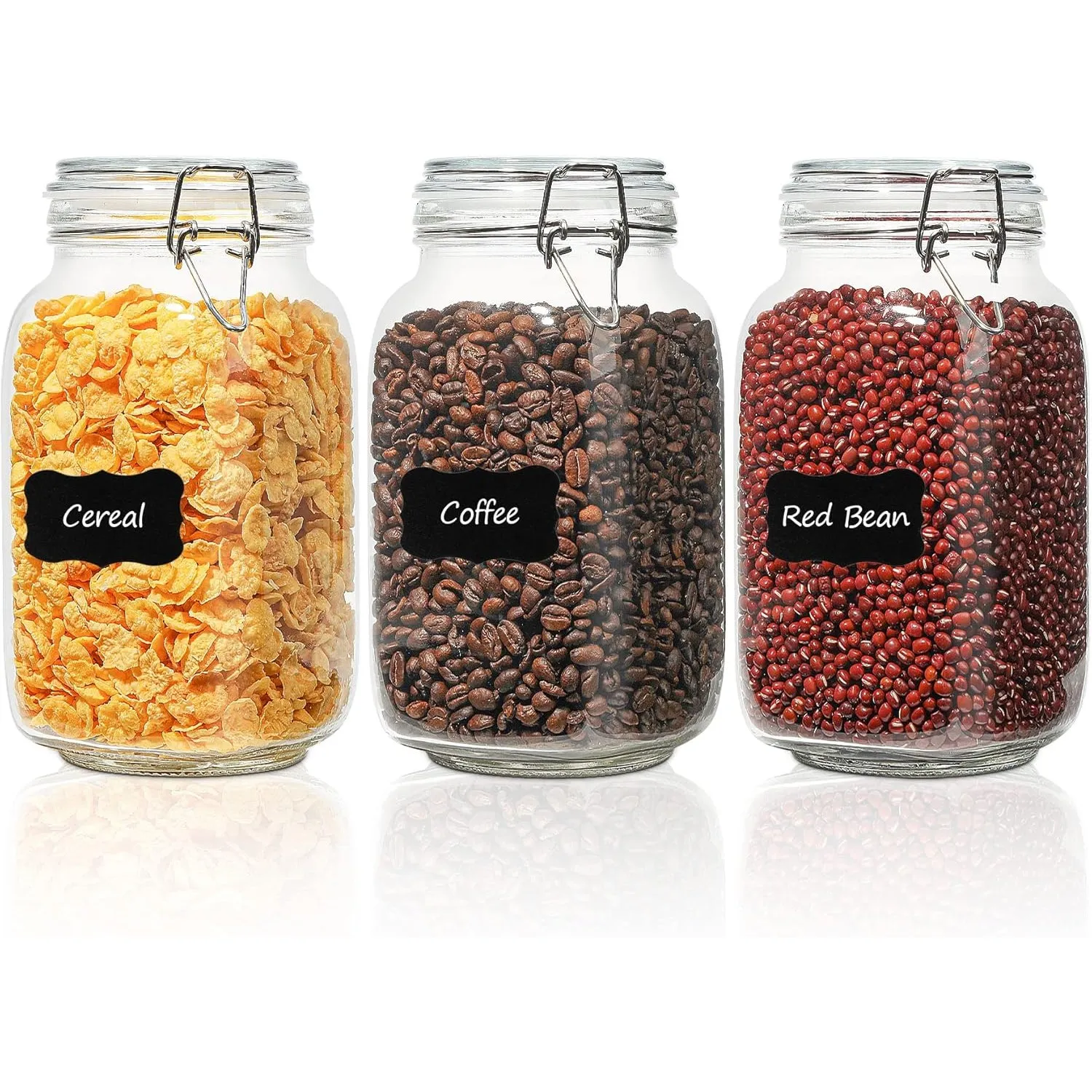 ComSaf Einmachgläser mit Bügelverschluss 1,5 L 3er Set, Vorratsgläser