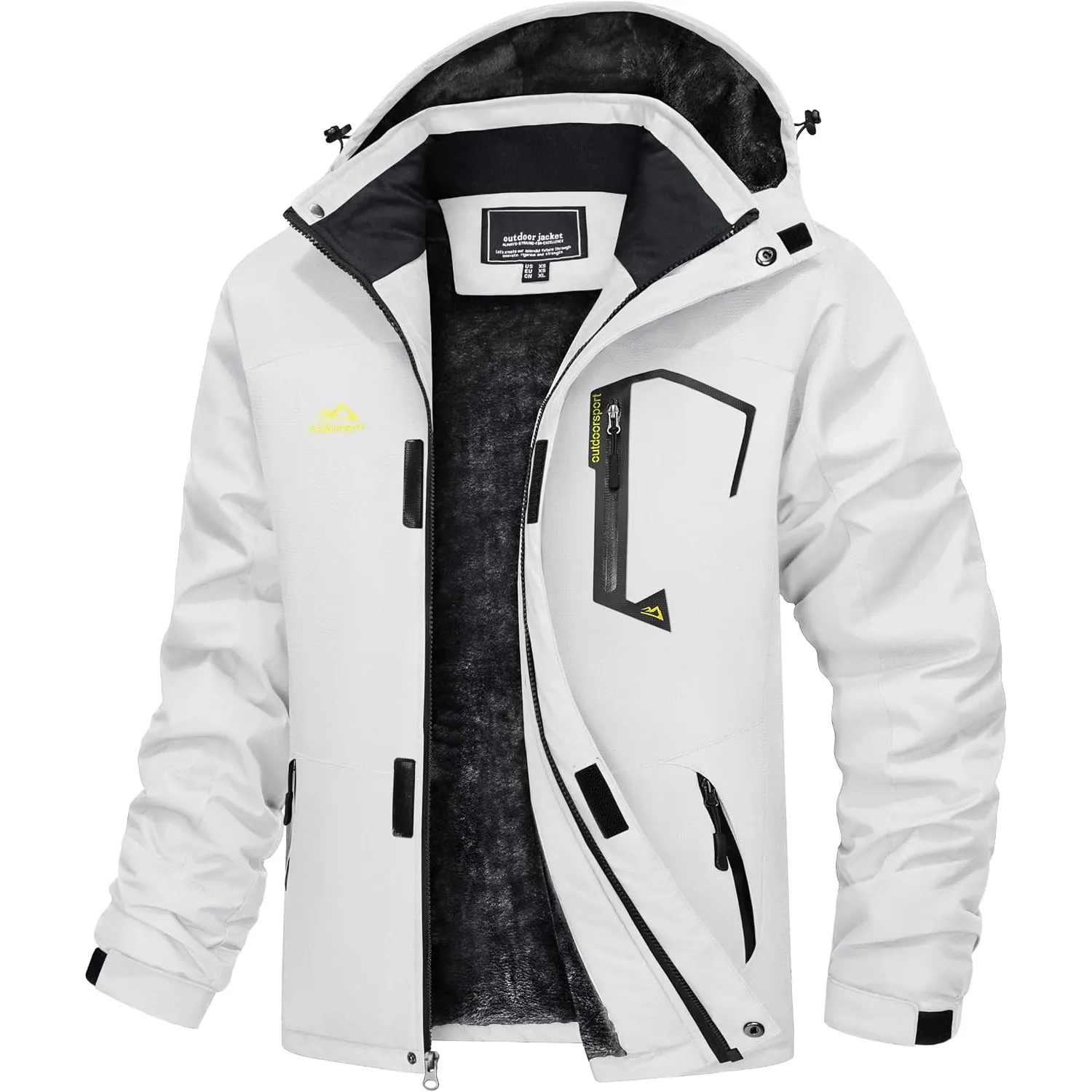 TACVASEN Herren Winter Wasserdichte Winddichte Winterjacke Warme Fleece-Futter Ski Regenmantel mit Kapuze