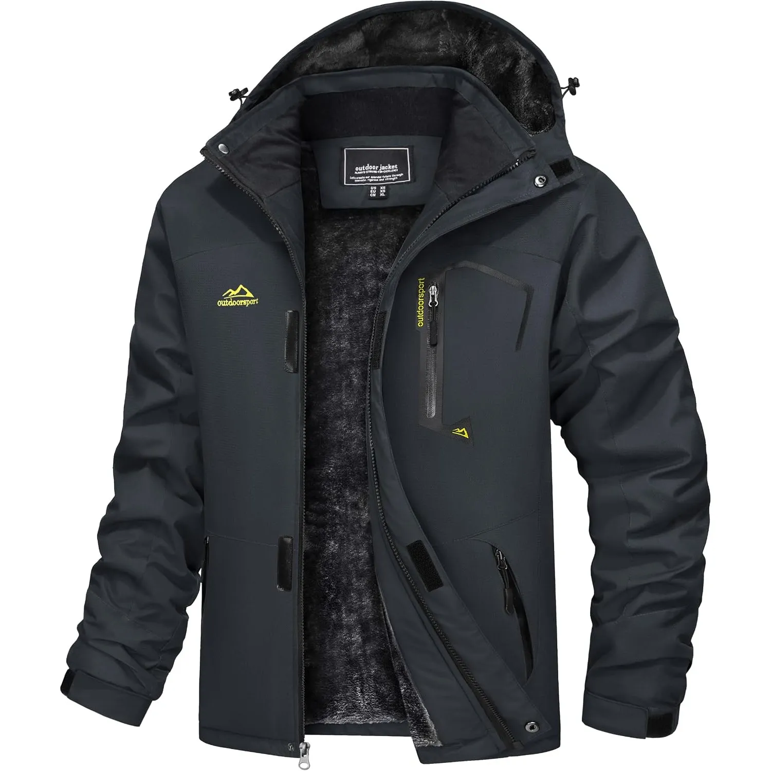 TACVASEN Herren Winter Wasserdichte Winddichte Winterjacke Warme Fleece-Futter Ski Regenmantel mit Kapuze