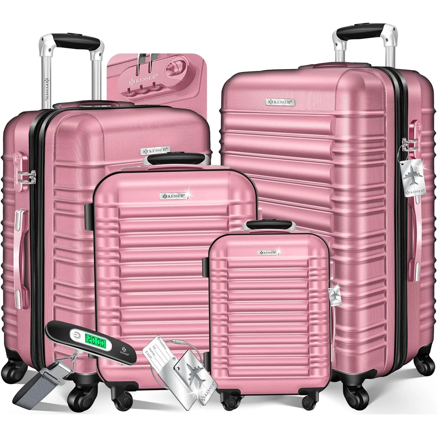 KESSER® 4tlg. Hartschalenkofferset Hartschalenkoffer Reisekoffer Set Reisekofferset Trolley Koffer 4 Rollen ABS-Hartsch…