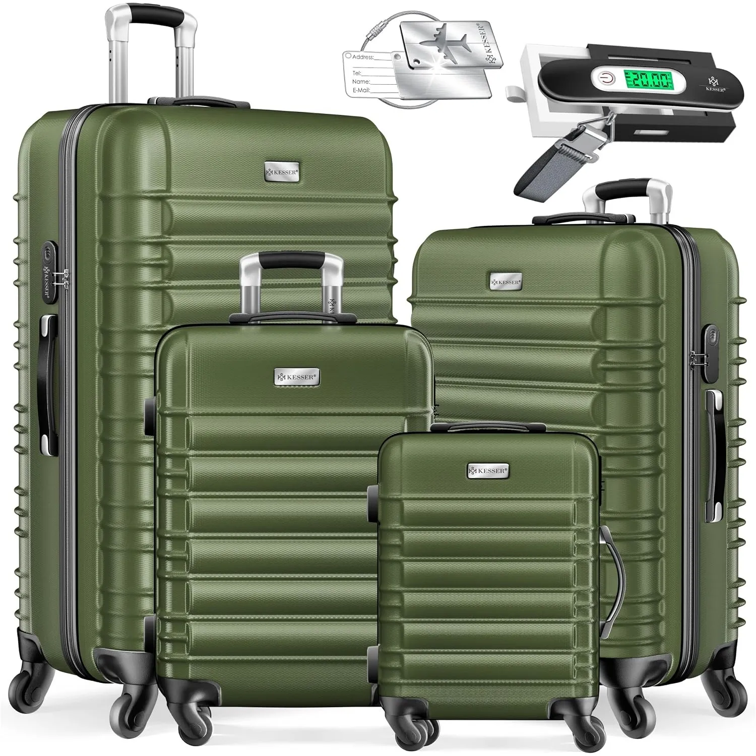 KESSER® 4tlg. Hartschalenkofferset Hartschalenkoffer Reisekoffer Set Reisekofferset Trolley Koffer 4 Rollen ABS-Hartsch…