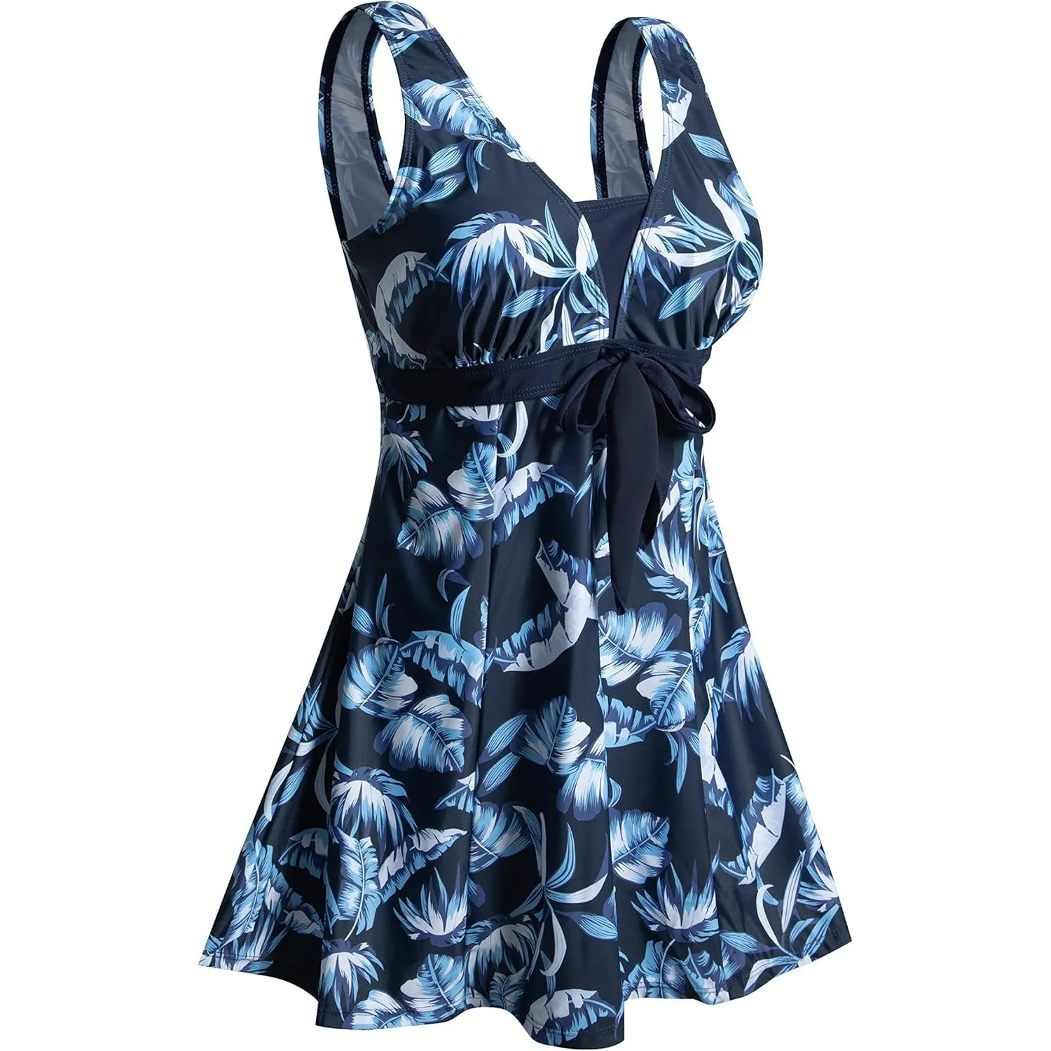Ecupper Badeanzug Damen Elegant Einteiliger Badeanzug Mit Brustpolster Badeanzugkleid Baderock