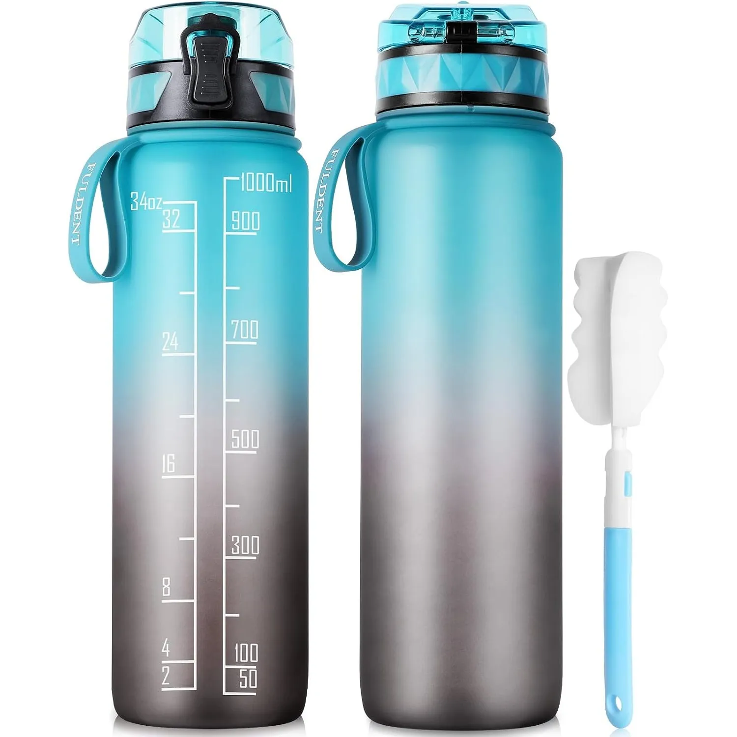 FULDENT Trinkflasche 1L Sport Wasserflasche [BPA Frei] Trinkflasche mit rutschfest Gummi Grip Geeignet für Die Fahrrad,…