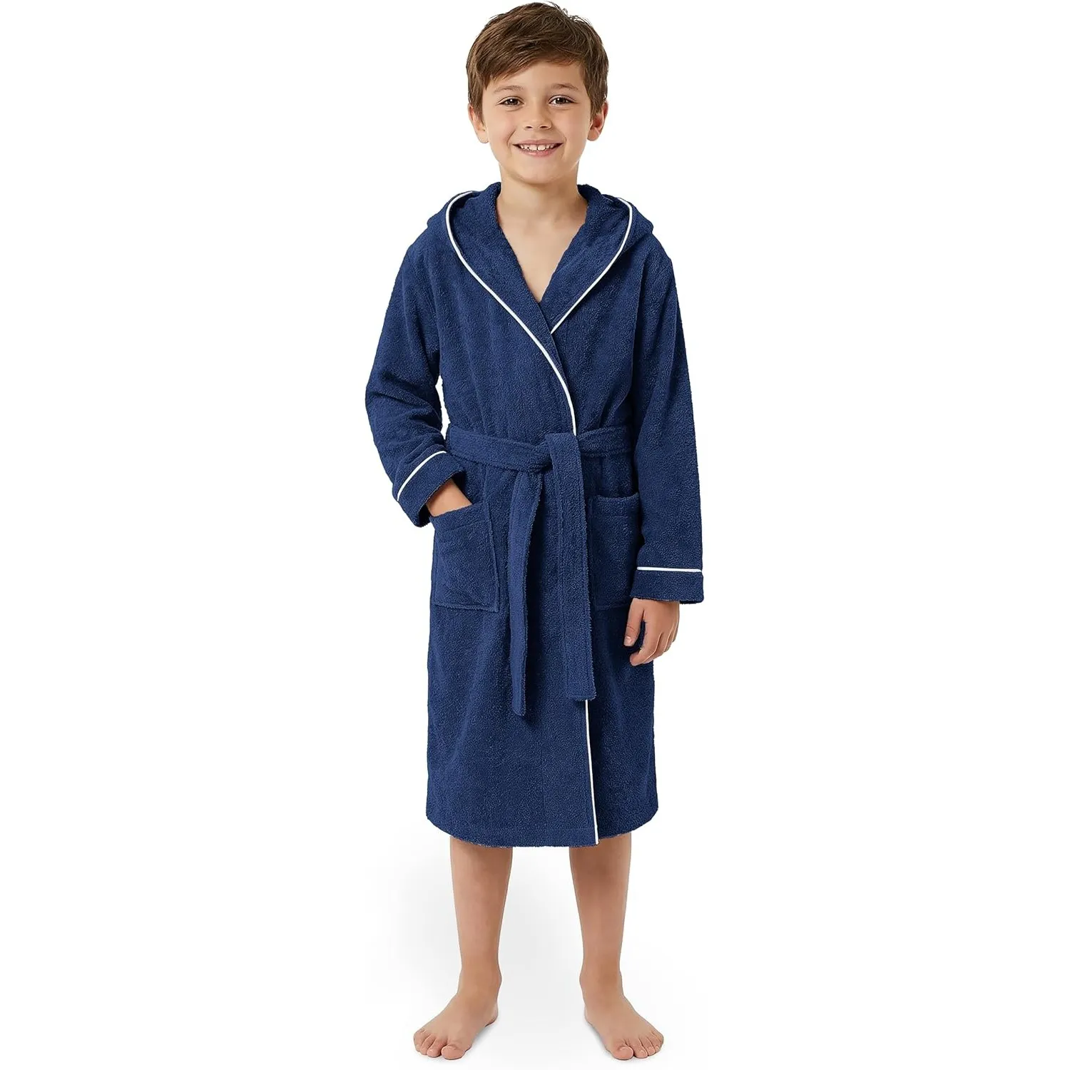 LAYNENBURG Premium Bademantel Kinder & Teenager mit Kapuze - 100% Baumwolle - OEKO TEX Standard 100 - flauschiges Frott…