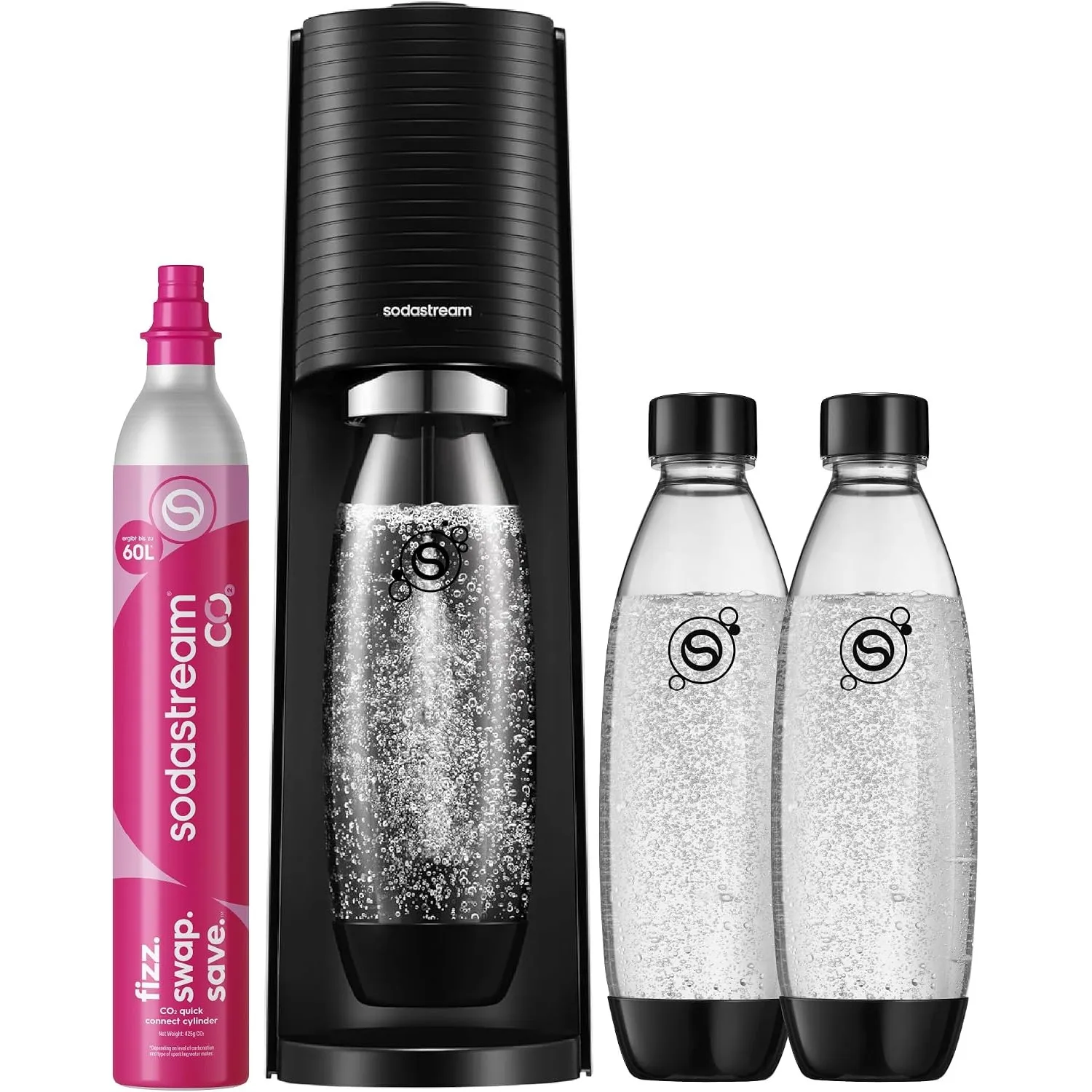 SodaStream TERRA Wassersprudler - 3x 1L Sprudlerflaschen & CO2-Zylinder